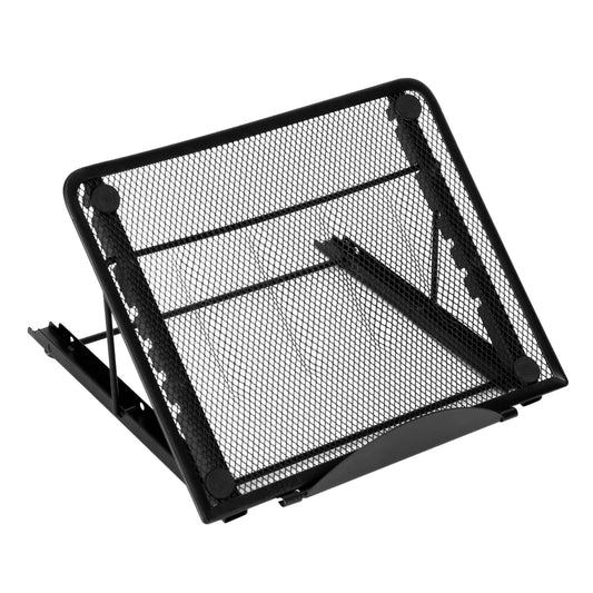 title:Foldable Laptop Stand - Adjustable Angle, Portable & Ventilated - Hold Tablets, PCs, Phones - Riser & Tray;color:Black