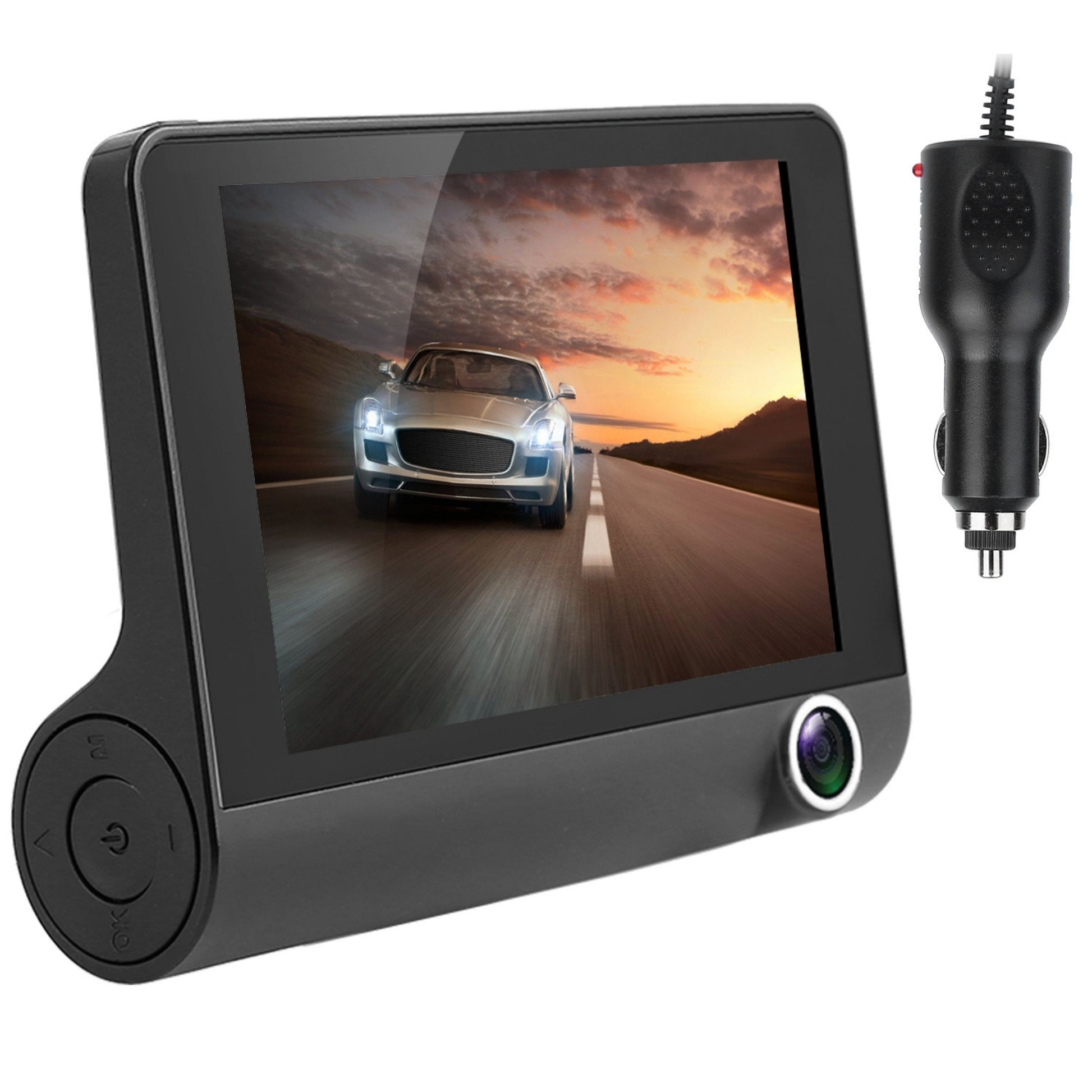 title:1296P Car DVR Dash Cam 4In 3 Lens Recorder, Seamless Recording;color:Black