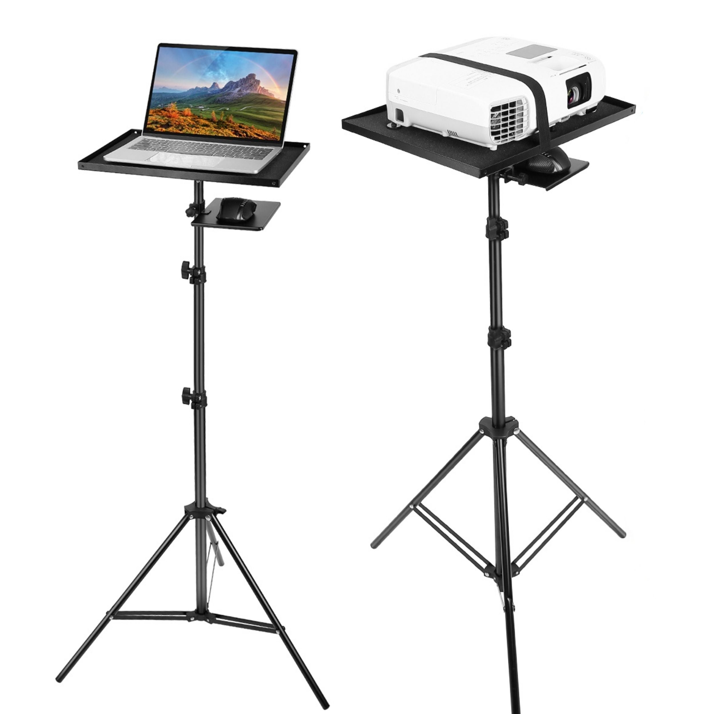 title:Adjustable Laptop Projector Tripod Stand - Portable Notebook Floor Stand with Adjustable Height - Ideal for Presentation Studio and DJ Equipment - Easy Mount Elevator.;color:Black