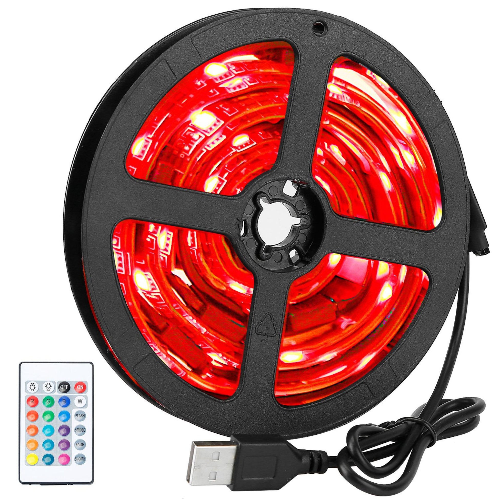 title:6.56ft LED Backlight Strip - Waterproof RGB Strip Light - 16 Colors - 40-60" TV - USB Monitor Lighting Kit - Remote Included;color:Black