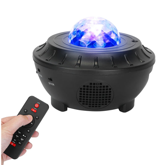 title:Ocean Wave Star Projector Lamp - RGBW, Wireless Music Speaker, Remote Control - Perfect for Bedroom Ceiling;color:Black