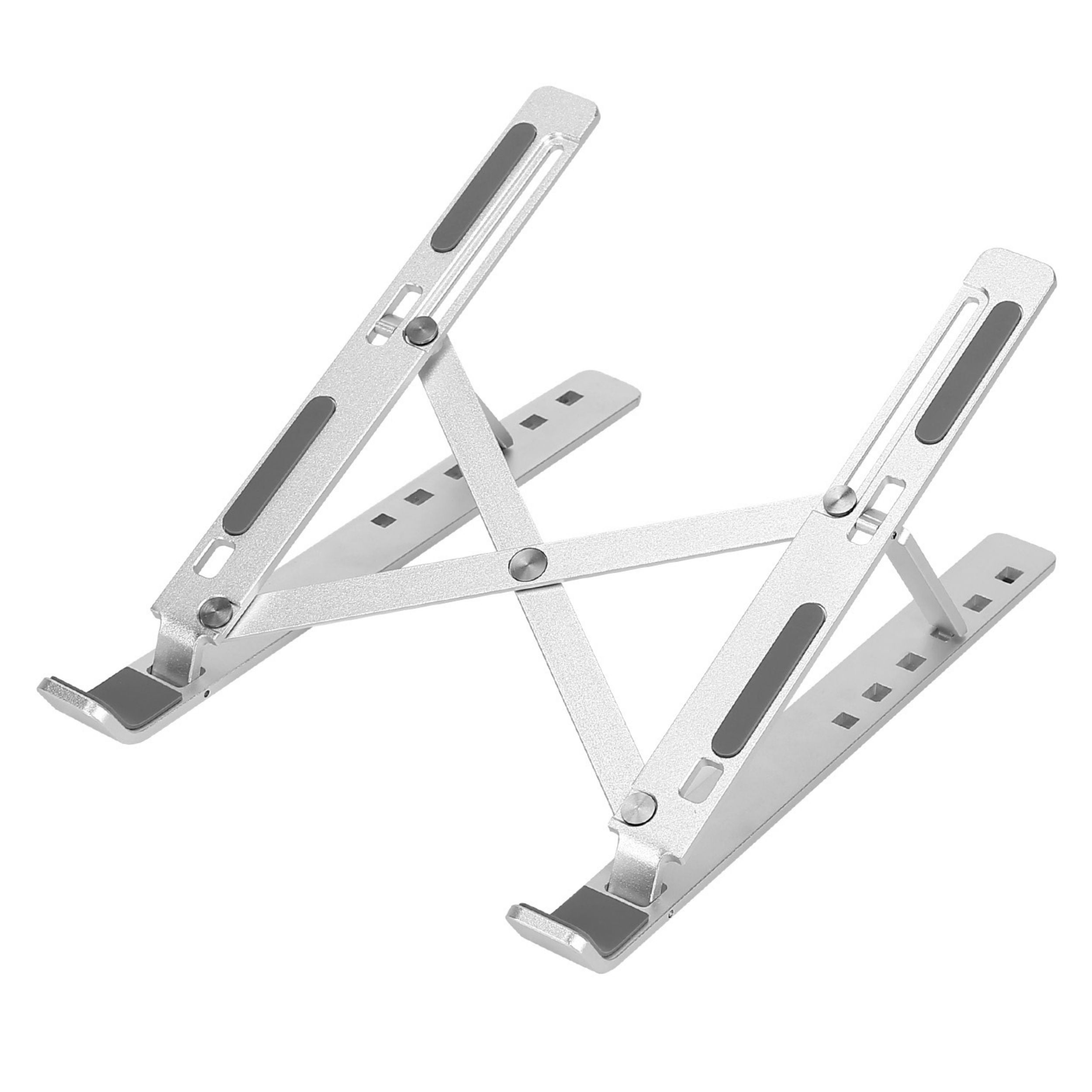 title:Aluminum Laptop Riser Stand - Foldable, Adjustable, Ventilated - Desktop, Tablet, Phone Holder Tray;color:White