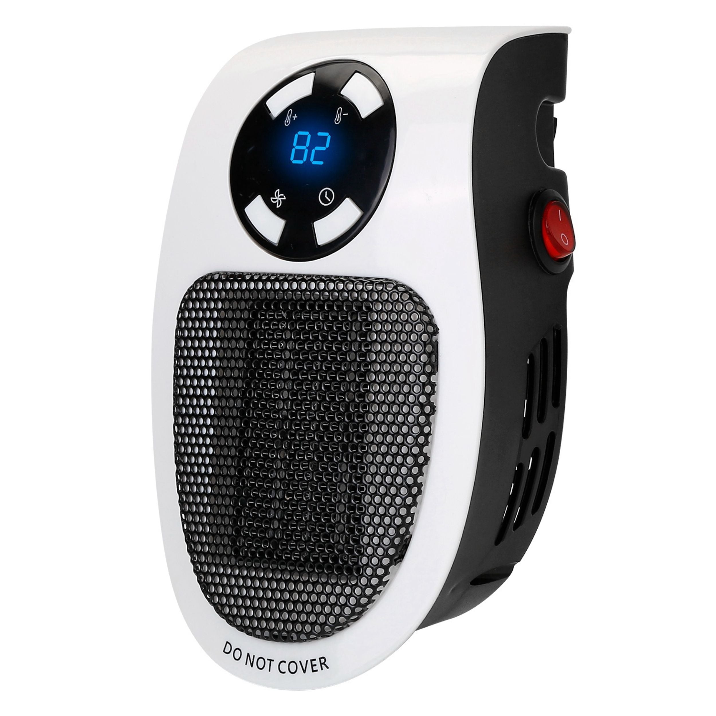 title:Portable 500W Wall Outlet Heater - Adjustable Temp, Auto Shut-off, Remote Control;color:White