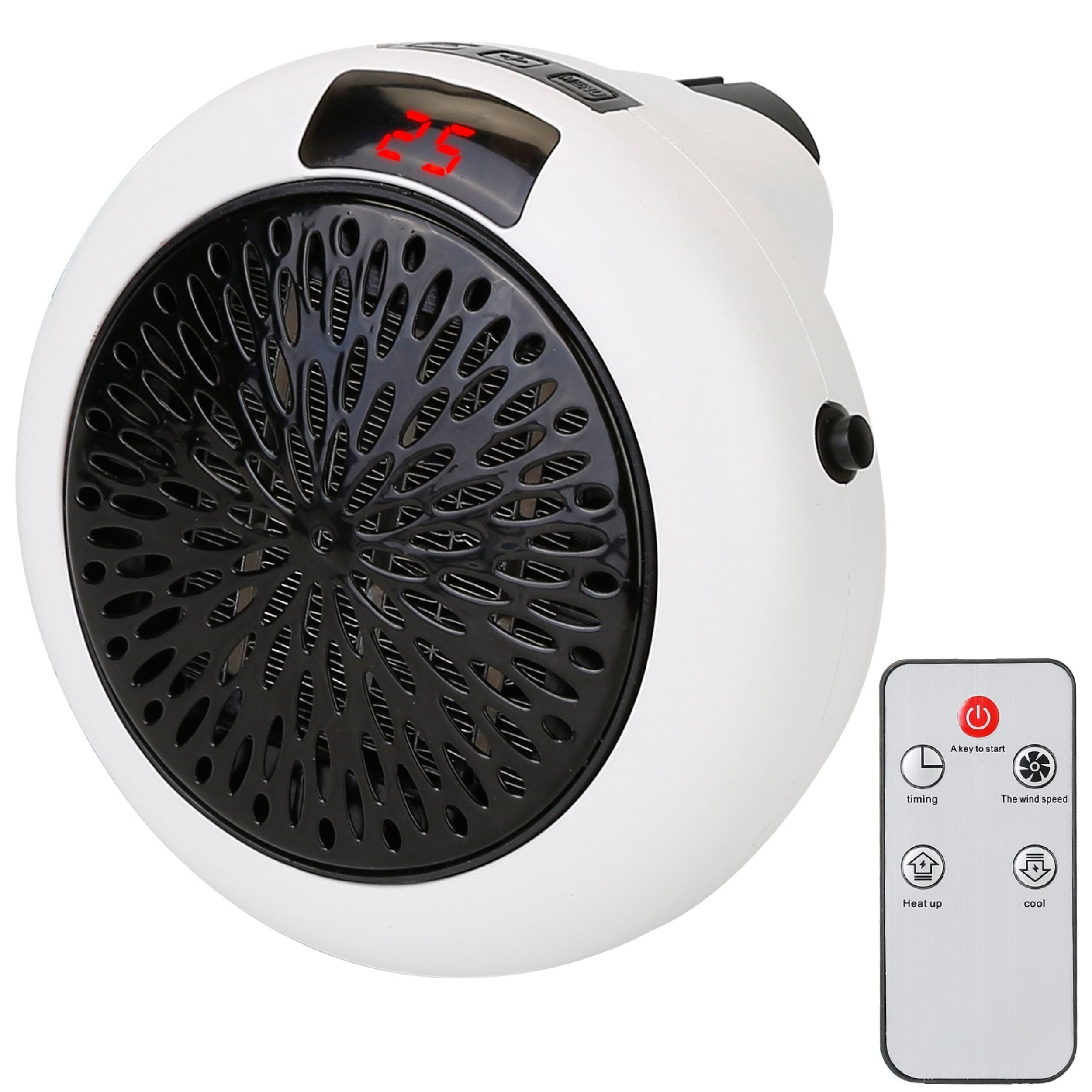 title:900W Portable Heater Fan - Adjustable Temperature - Auto Shut off - Remote Control;color:White