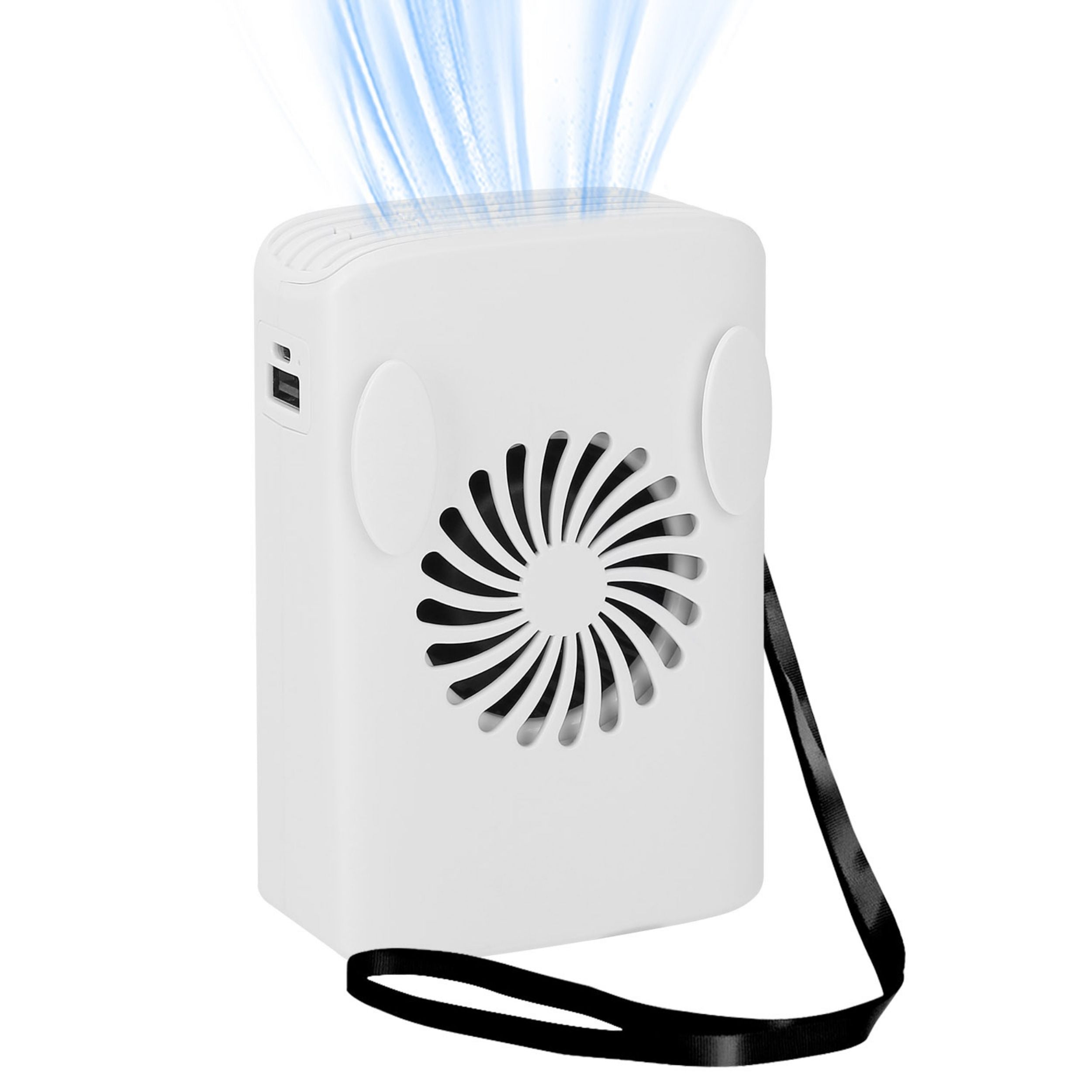 title:Portable Clip-on Fan with Power Bank - Rechargeable Desk Mini Fan, 3 Speeds.;color:White