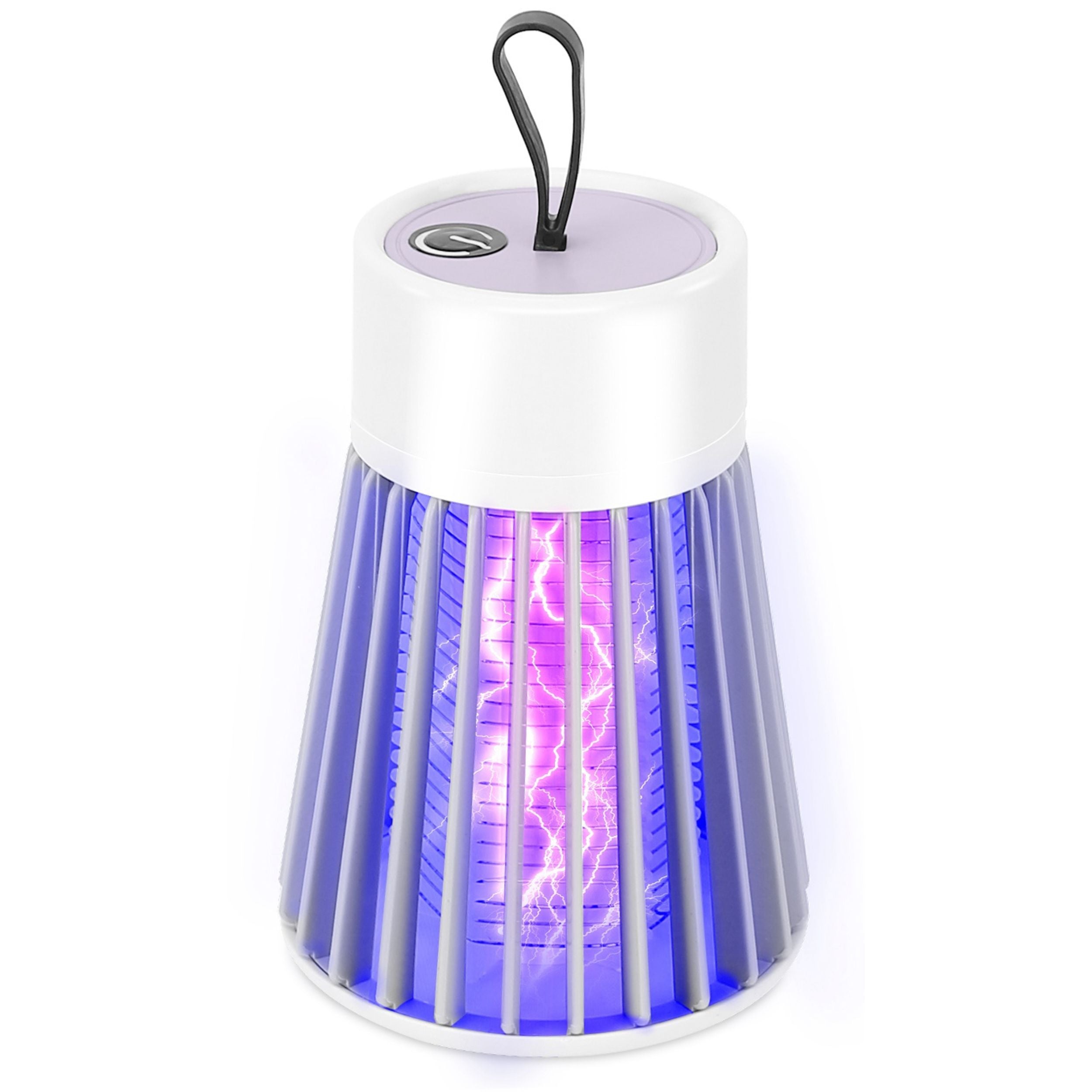 title:Portable Electric Bug Zapper - LED Light Insect Killer, Fly Trap - Compact & Effective;color:White