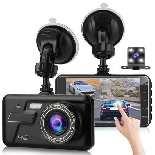 title:1080P Dual Dash Cam 4" Touch Car Camera Recorder 170° HD Loop DVR;color:Black