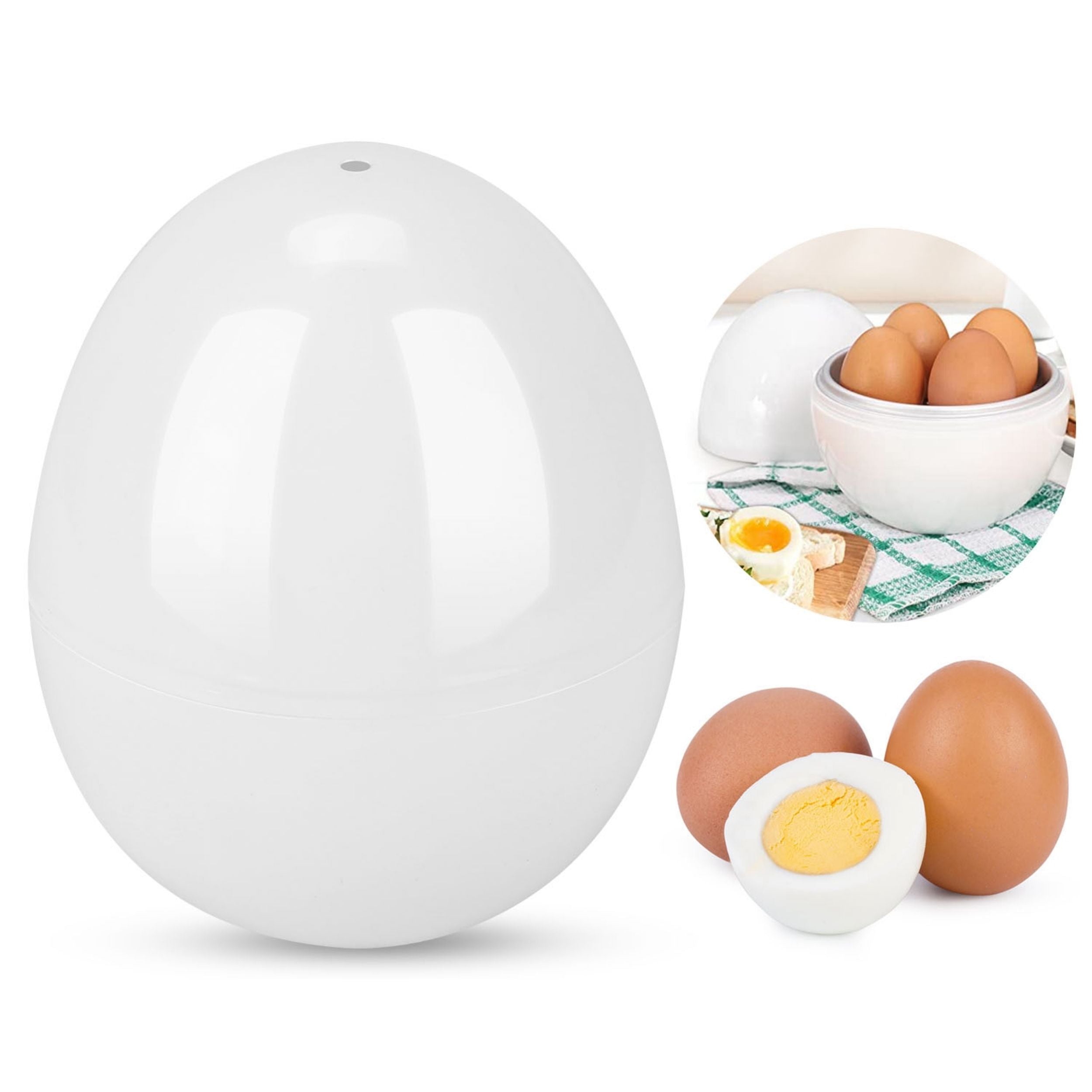 title:Soft, Medium, Hard Egg Steamer Cooker for up to 4 Eggs - Ball Shape, Microwave - Dishwasher Safe (Specs: Microwave Egg Boiler);color:White