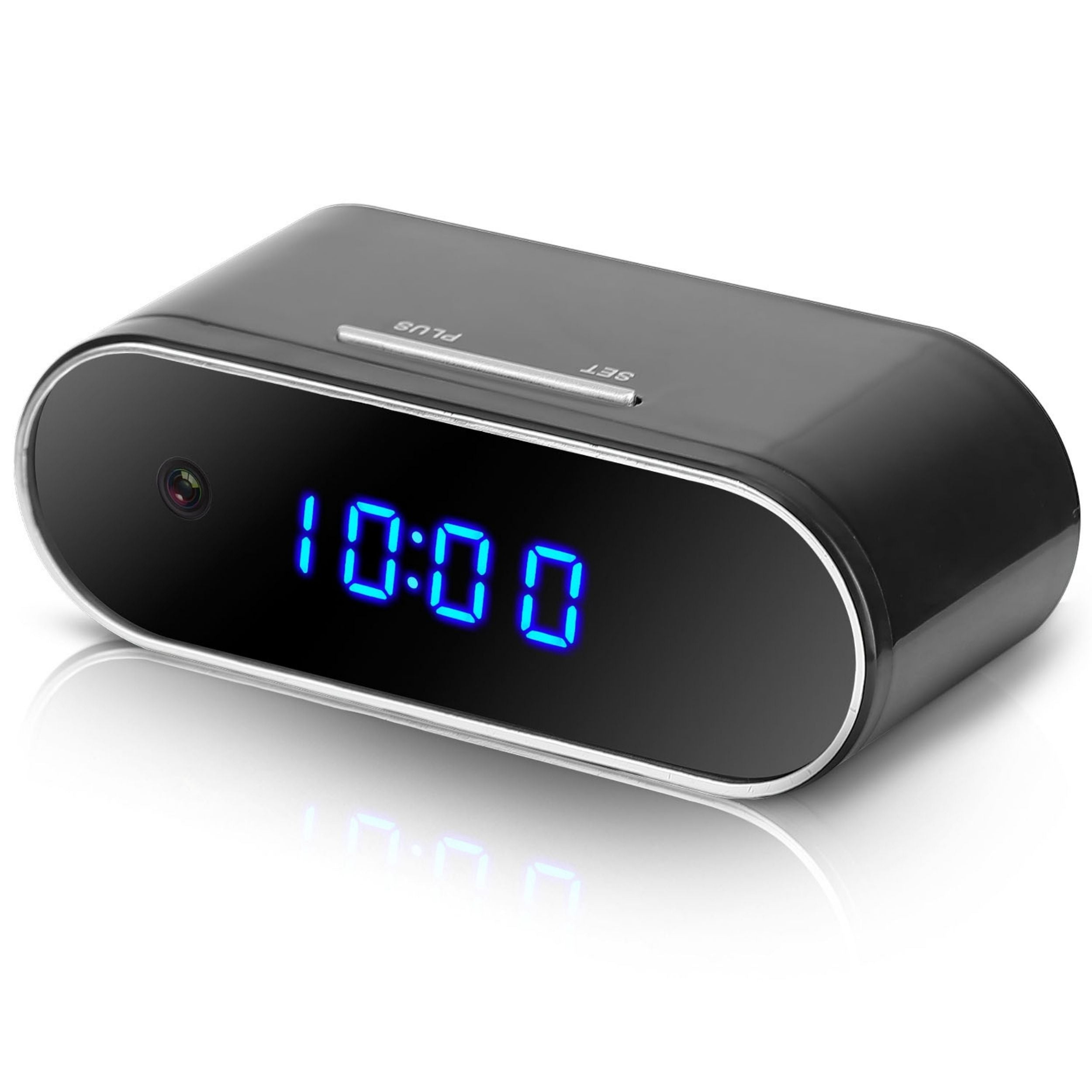 title:1080P WiFi Alarm Clock Cam: Wireless Security Camera, Monitor & Recorder w/Loop Recording;color:Black