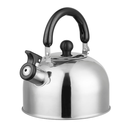 title:2.1Qt Stainless Steel Whistling Tea Kettle - Stovetop Induction Gas Teapot - Insulated Handle - Ideal for Camping & Office;color:Chrome