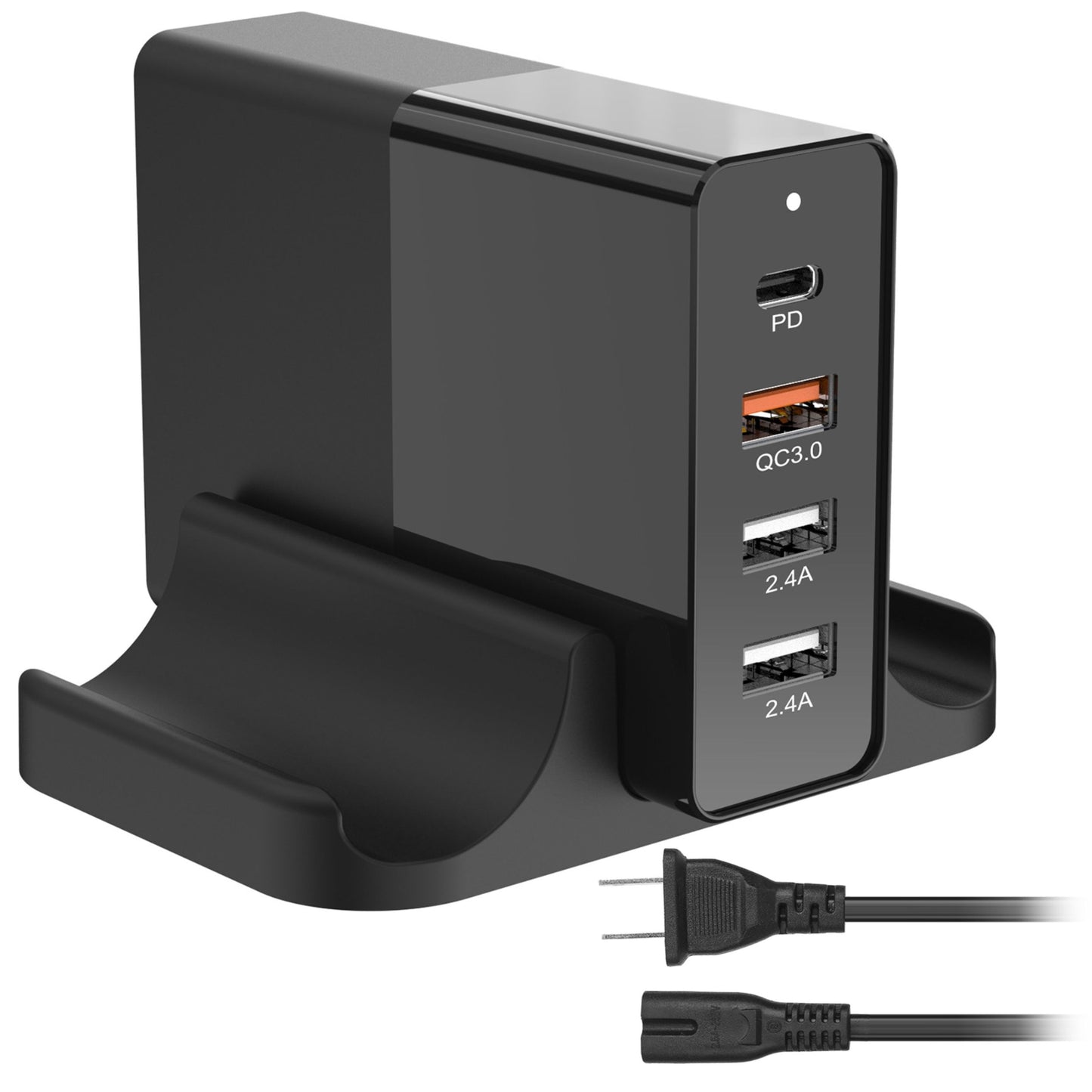 title:45W 4-Port USB Fast Charger: Type-C Wall PD Adapter with 1 Type-C Port & 3 USB-A Ports;color:Black