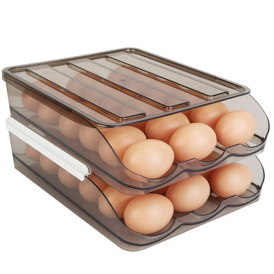 title:36-Egg Double Layer Automatic Rolling Egg Container Holder with Lid, Refrigerator Egg Storage Box Organizer Bin Tray Rack;color:not applicable