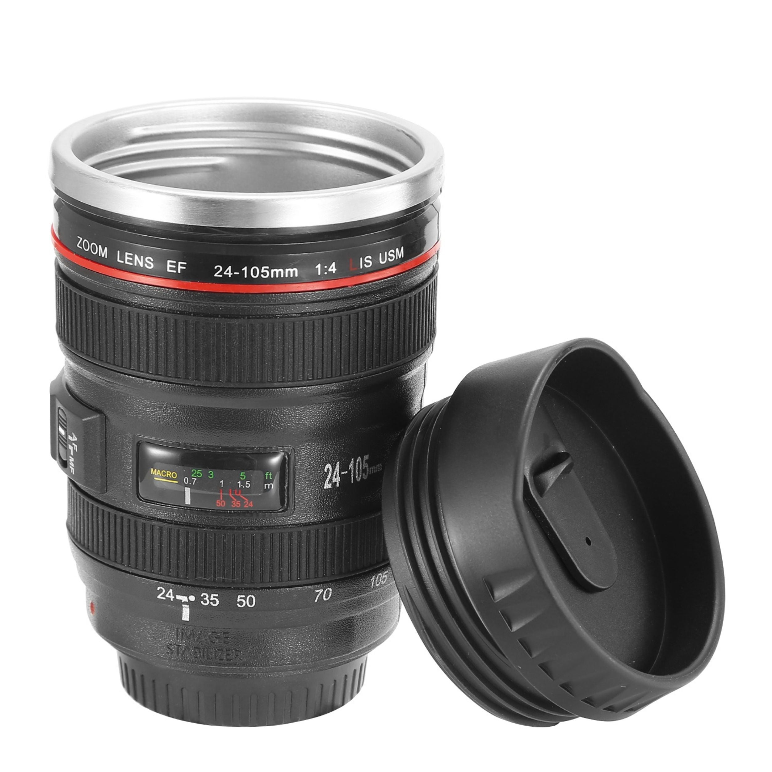 title:13.6oz Camera Lens Coffee Mug - Stainless Steel Insulated Travel Cup, Food-Grade, All Ages;color:Black