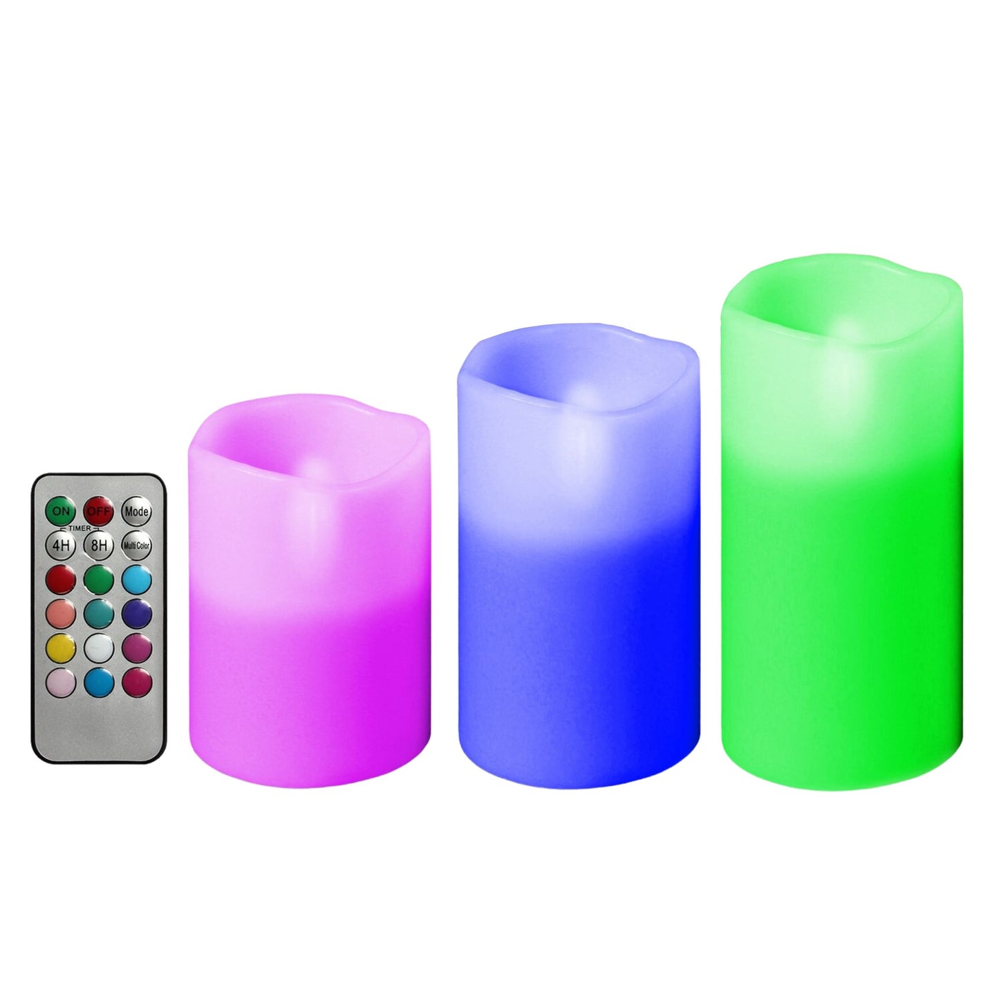 title:3Pcs Flameless Votive Candles - Wireless LED Flickering w/ Remote Control Timer (Battery Operated);color:Multi