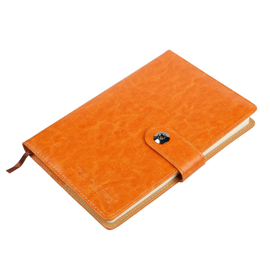 title:150 Pages PU Leather Cover Notebook with Calendar, World Map, and Silk Ribbon;color:Orange