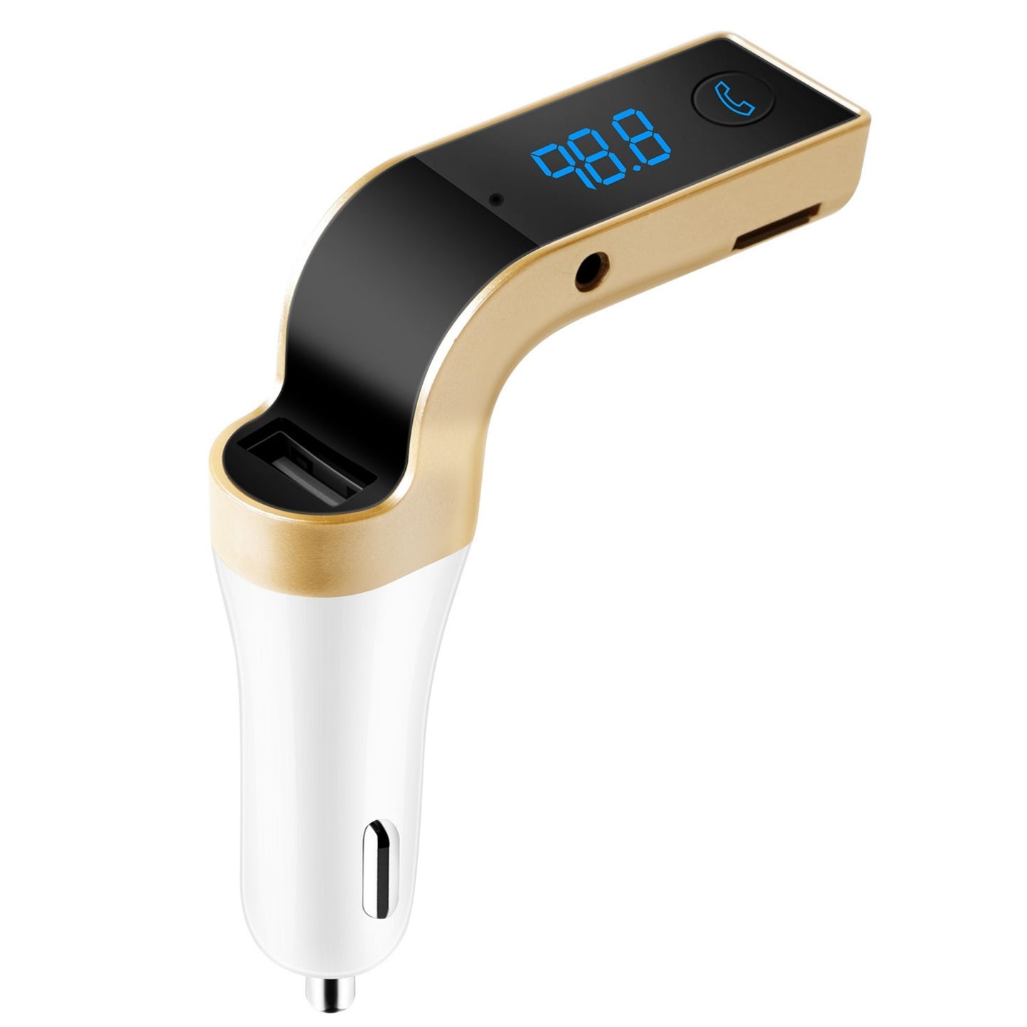 title:Car FM Transmitter USB Charger Hands-free Call MP3 Player TF Card Aux-in LCD Display;color:White