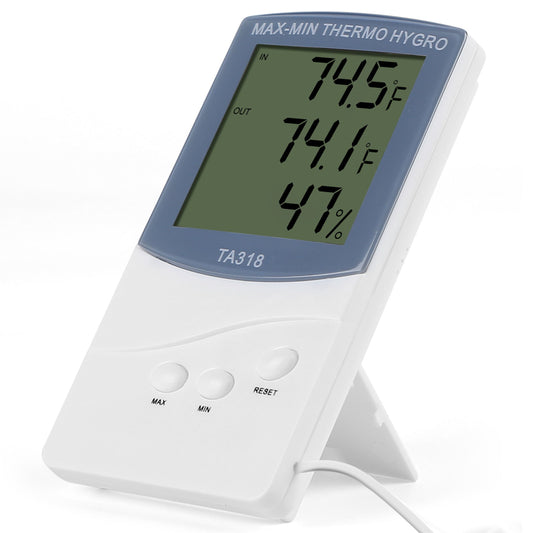 title:2-in-1 Digital Hygrometer Thermometer - LCD Display - Indoor/Outdoor - Room/Greenhouse - Pet/Reptile - 2.8in;color:White