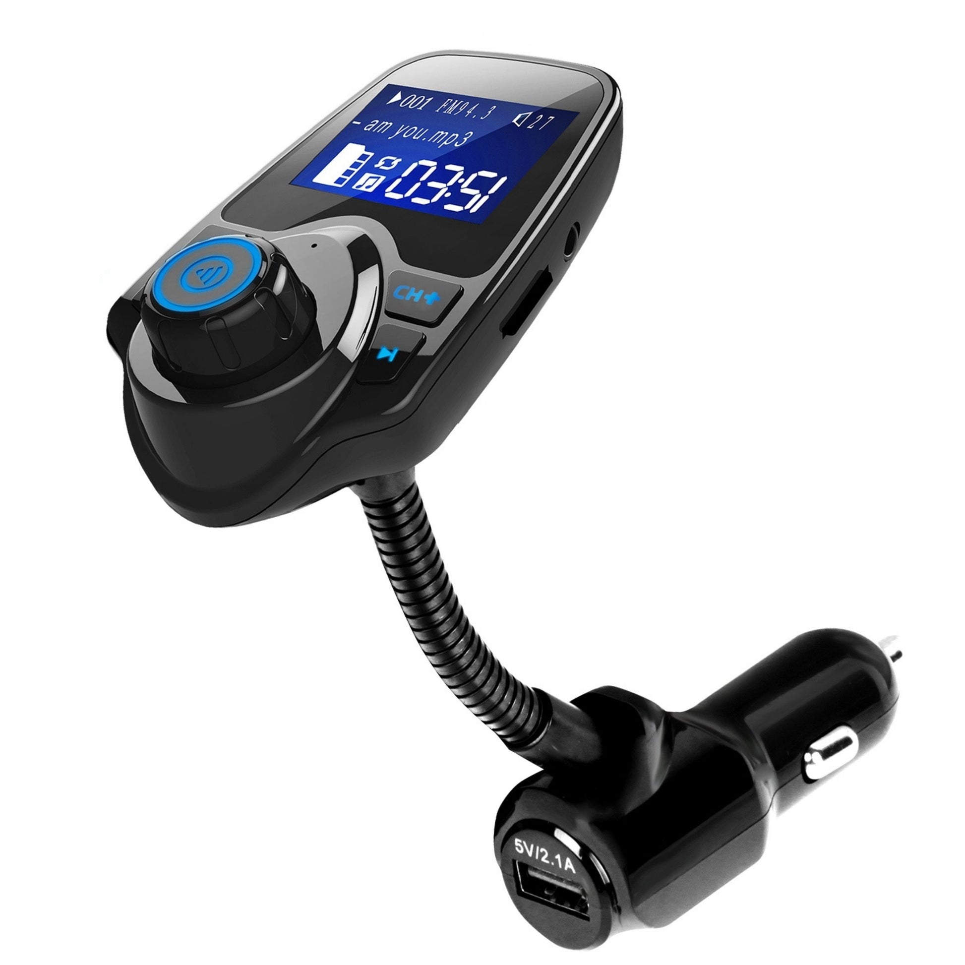 title:Car Wireless FM Transmitter - Fast USB Charge, Hands-free Call, MP3 Player, AUX Input;color:Black