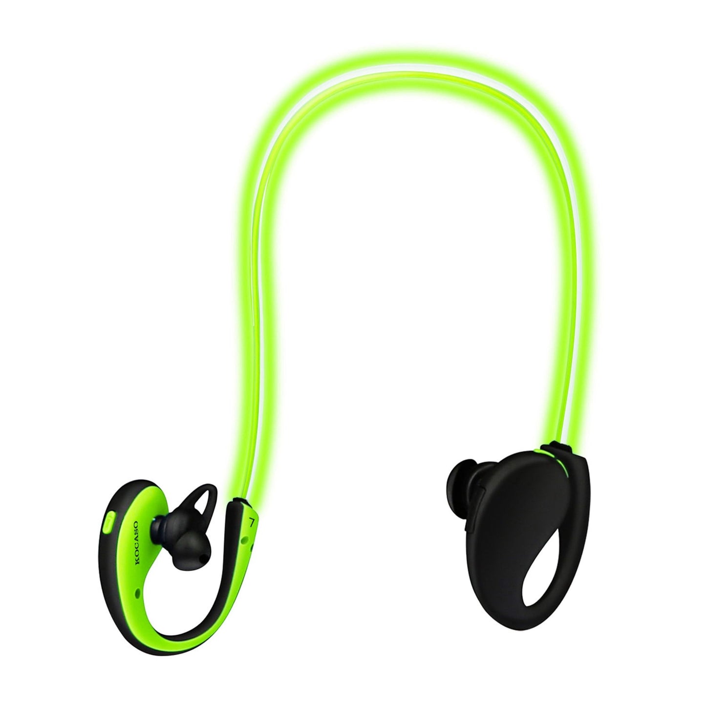 title:Wireless Neckband Earphones V4.1 HD Stereo Sweat-proof Headphones with LED Light Mic - 8Hrs Work, Running - 1 Pack;color:Green