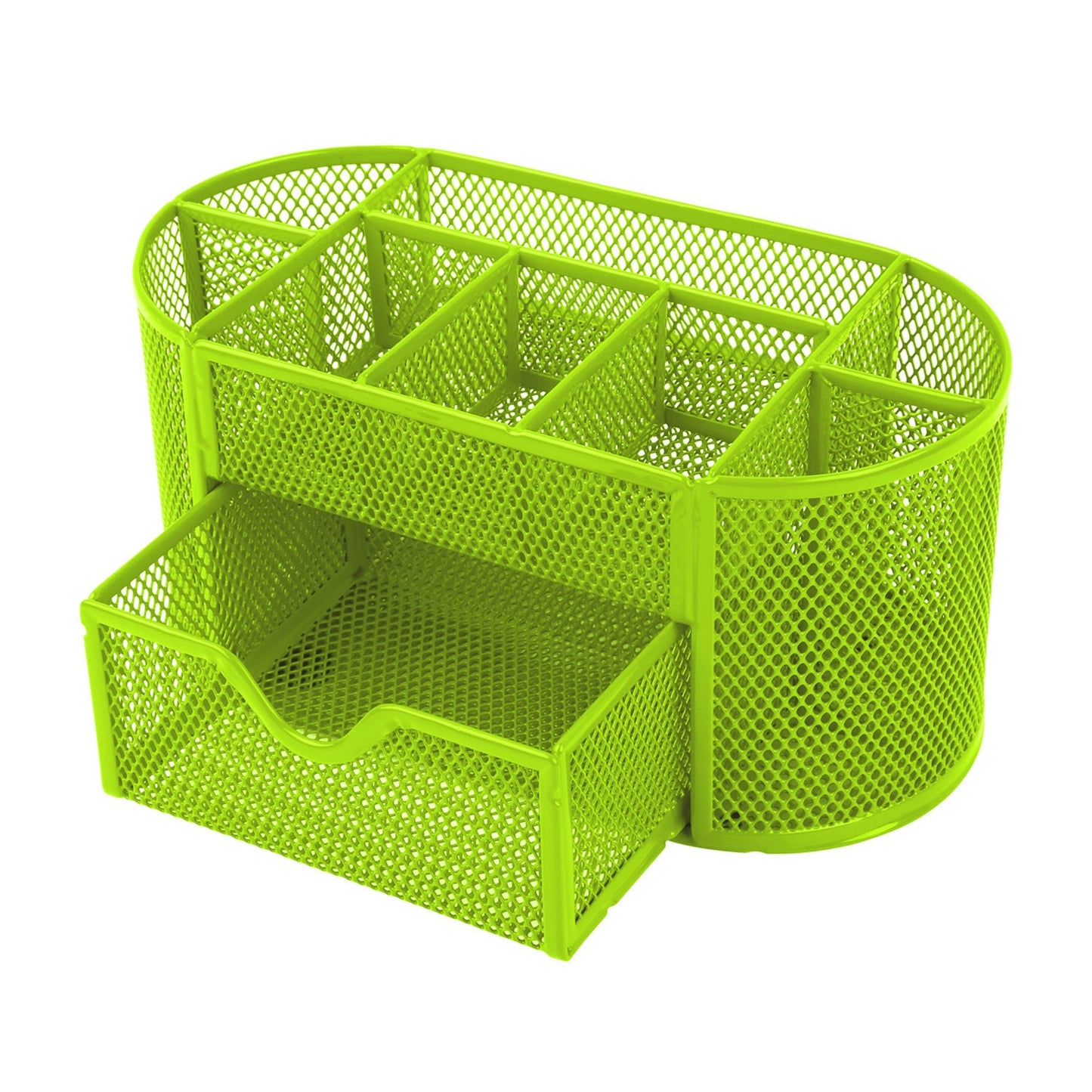 title:9-Compartment Metal Mesh Pencil Holder Desk Organizer, Pen Storage;color:Green