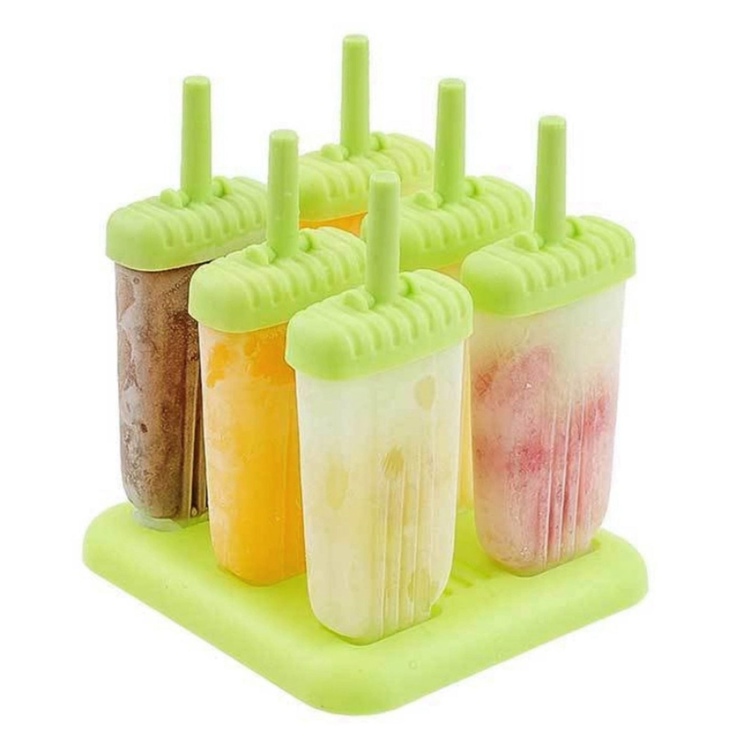 title:6Pcs Reusable Ice Pop Maker, DIY Ice Cream Bar Mold - Homemade Iced Snacks, Plastic Popsicle Mold;color:Green