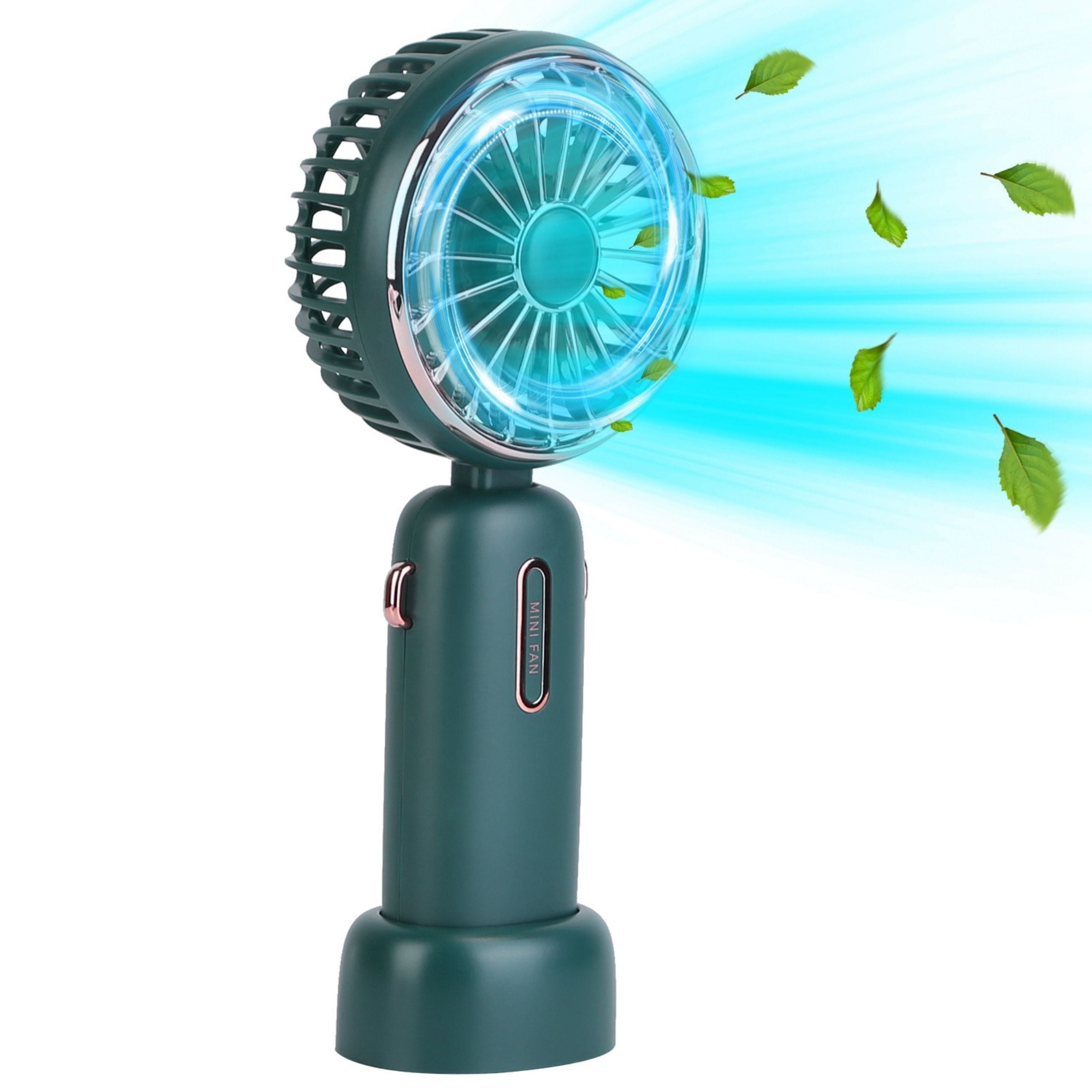 title:Pocket Fan Rechargeable Portable Handheld w/ 3 Speeds, Quiet & Foldable - Office, Outdoor & Commute Essential;color:Green