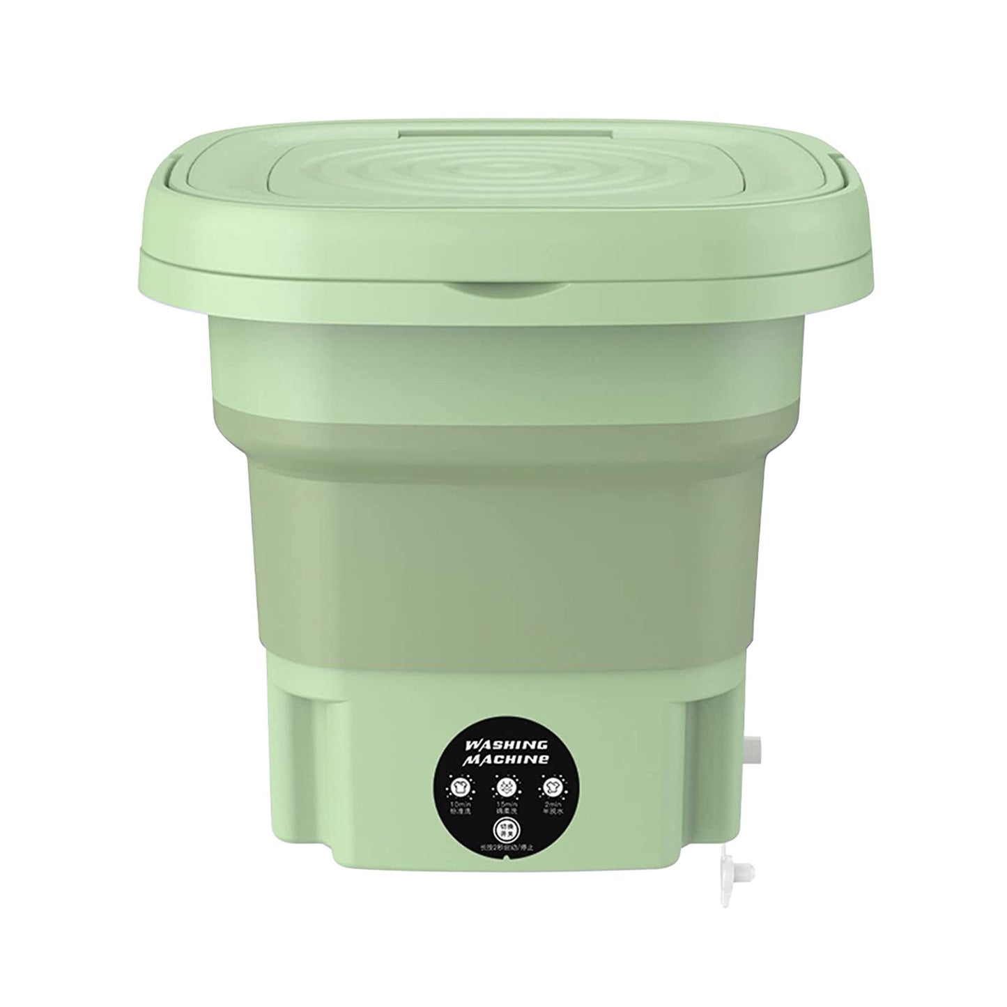 title:Foldable Portable Washing Machine with Detachable Drain Basket - 3 Modes, Electric - Ideal for Underwear, Socks, Towels, Baby Clothes;color:Green