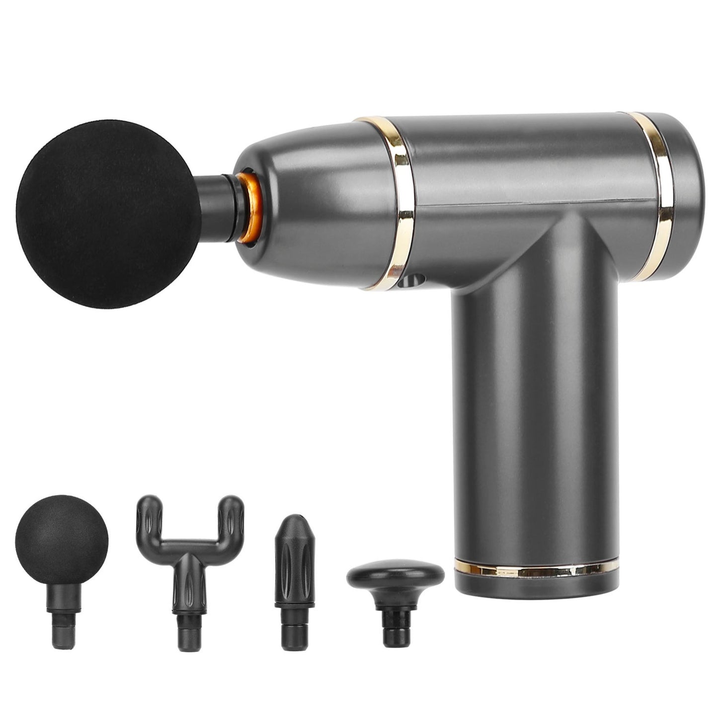 title:Cordless Percussion Massage Gun - USB-C Rechargeable, 4 Heads, 8 Intensities;color:Gray