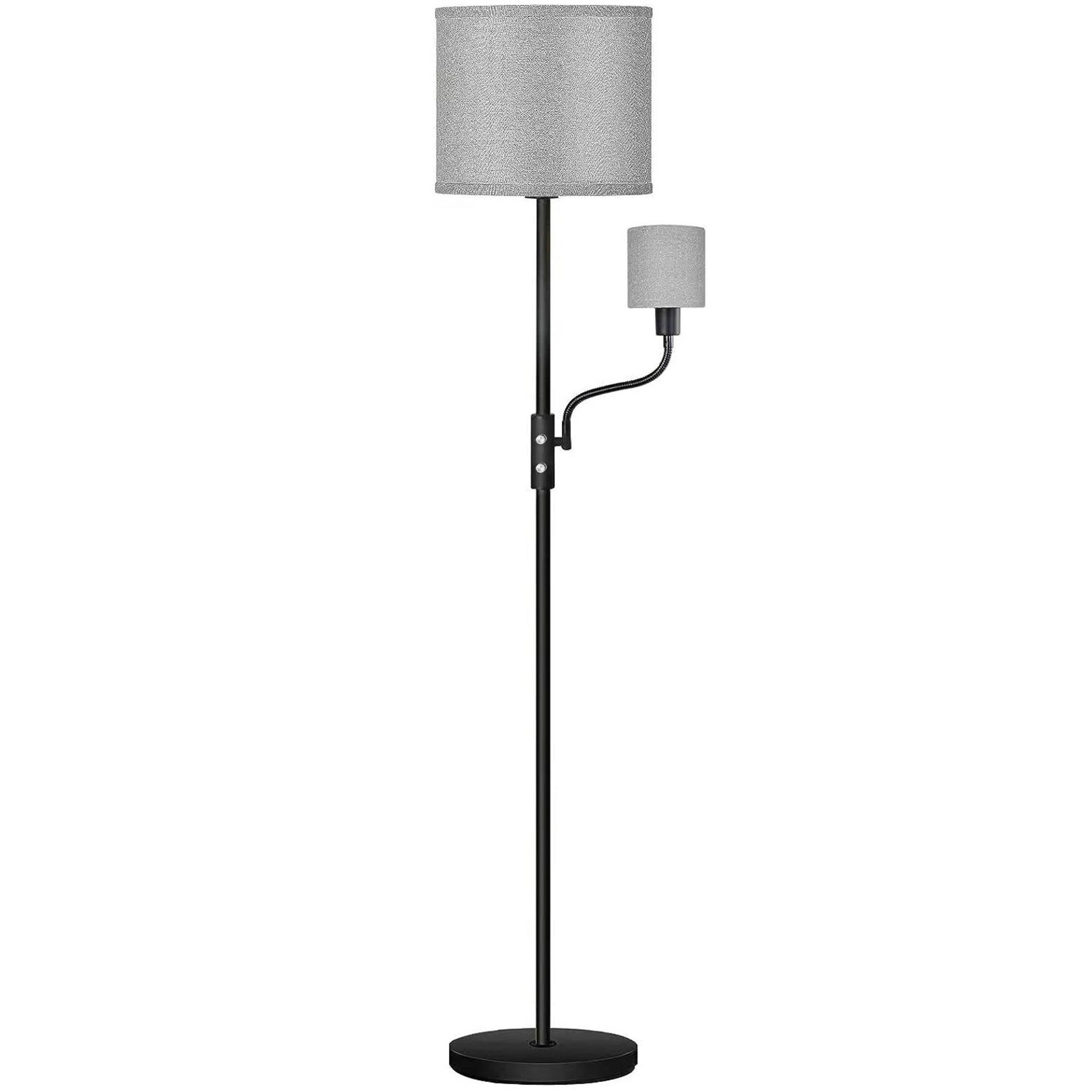 title:67.32In Mother Daughter Floor Lamp, Linen Shade, 3200K Brightness, 360° Adjustable Reading Light, Modern Decoration, Living Room Bed;color:Gray