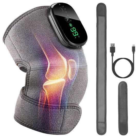 title:3-in-1 Heated Knee Massager & Shoulder Pads - 3 Modes for Pain Relief;color:Gray