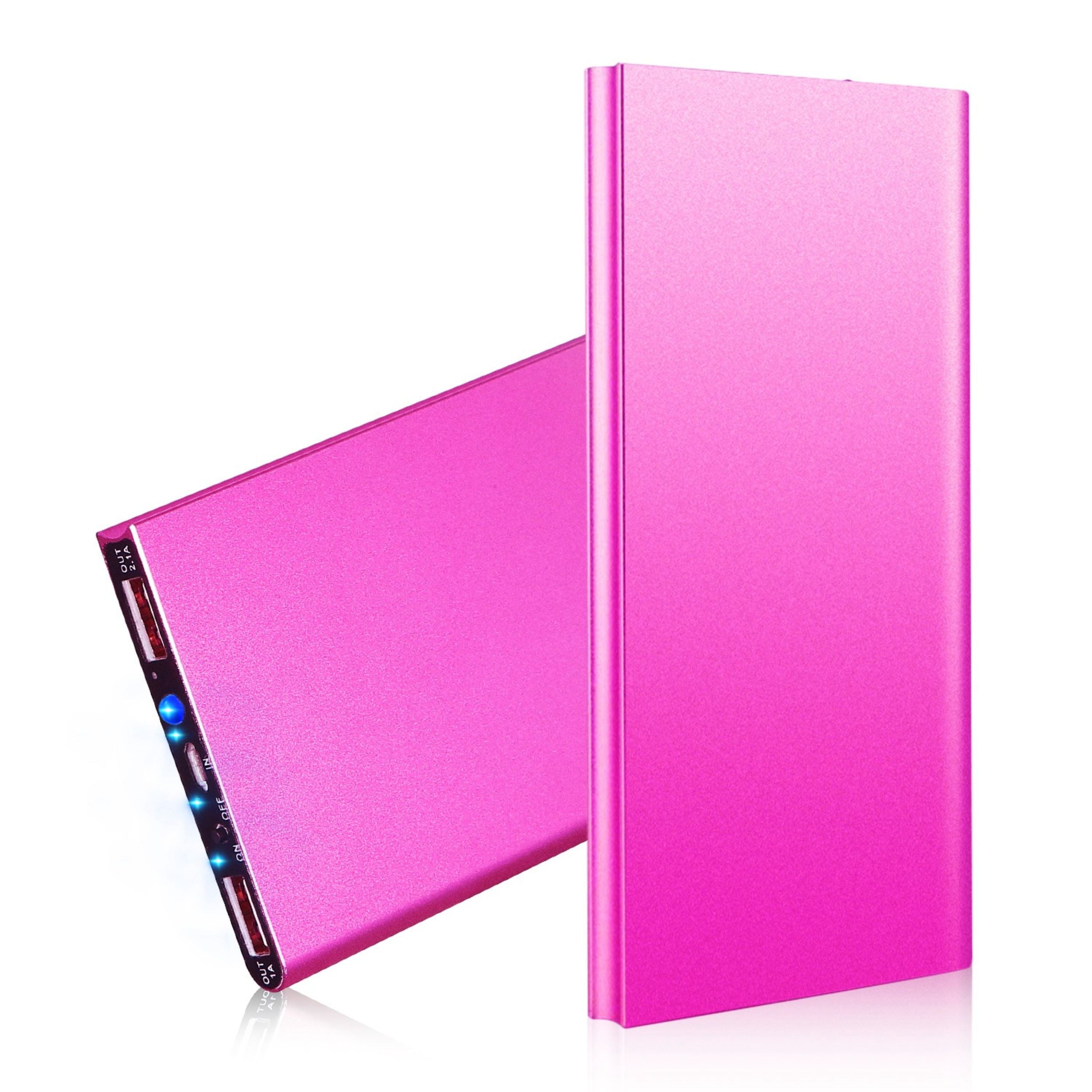 title:20K mAh Ultra-thin Power Bank: Dual USB, Phone Charger;color:Hot Pink