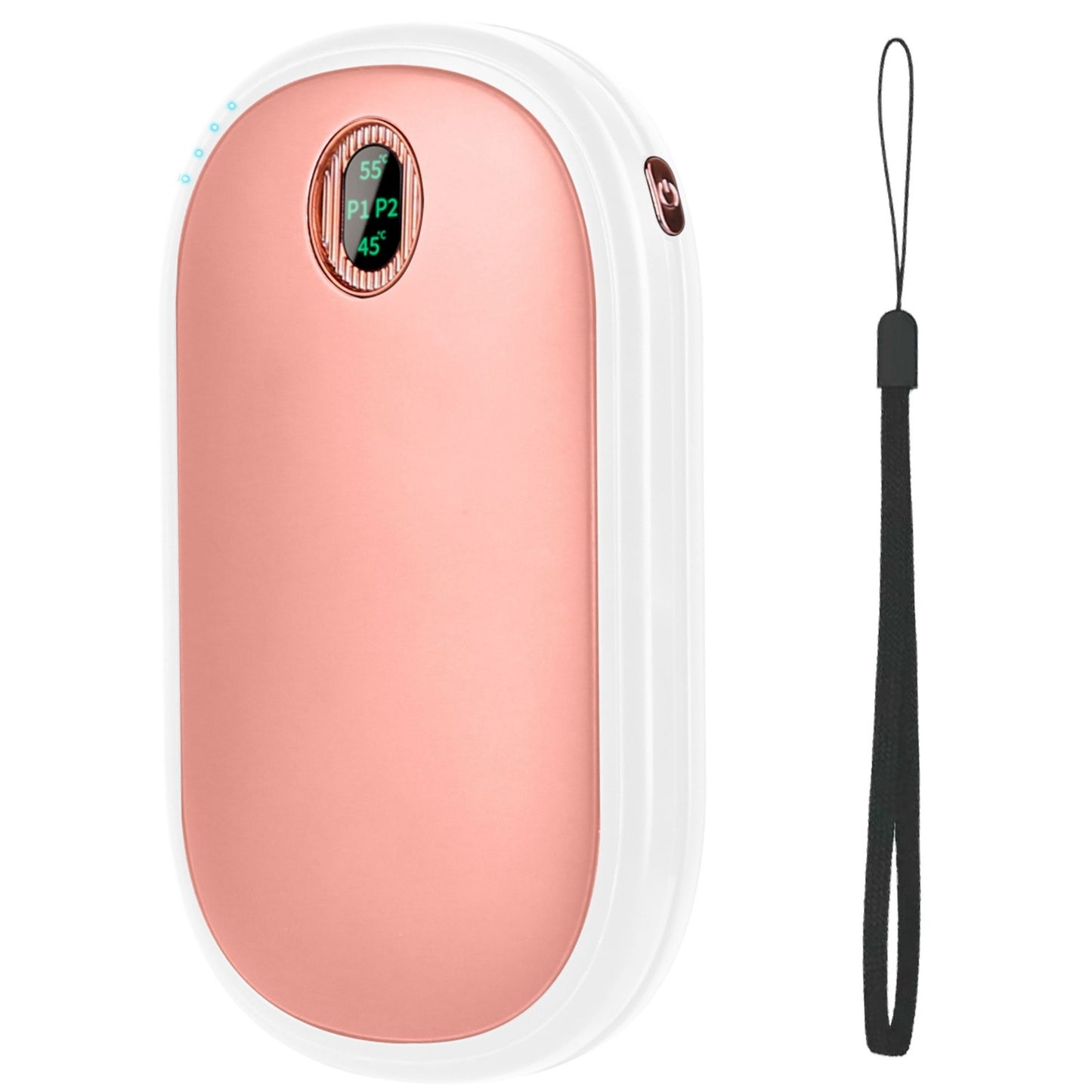 title:Pocket Warmer Power Bank, Rechargeable Hand Heater with Digital Display, 2 Heat Levels, Double-sided Heating.;color:Pink