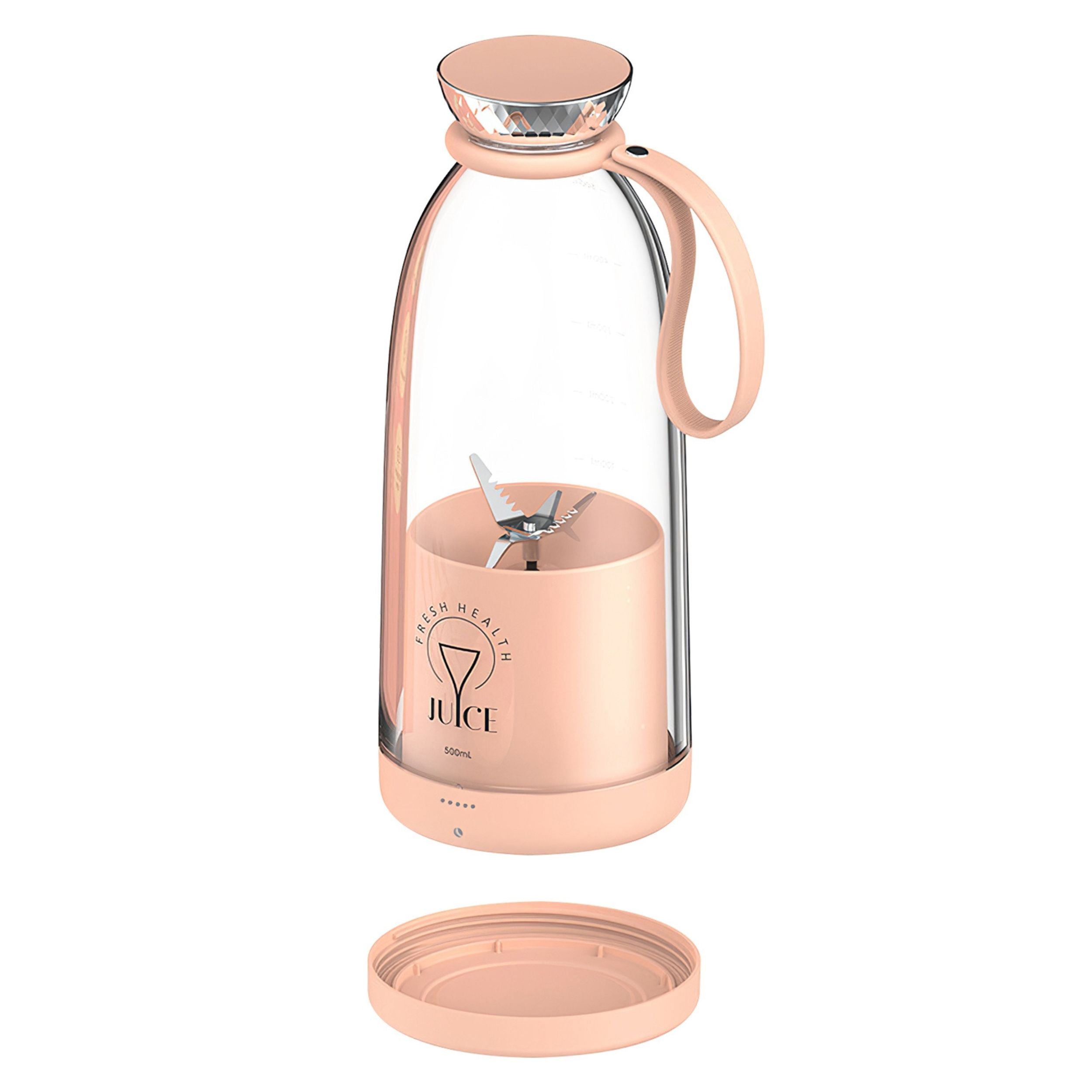 title:Portable Fruit Blender - 2-in-1 Rechargeable Juice Cup, 16.9OZ, 6 Blades;color:Pink