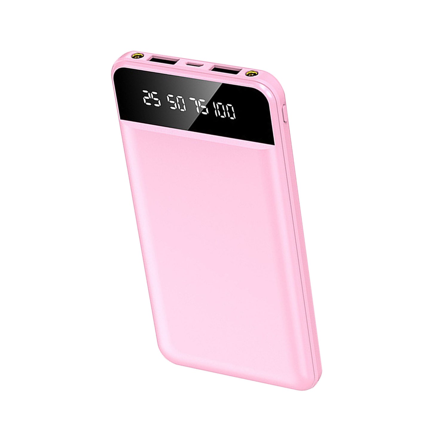 title:10K mAh Slim Power Bank with 2 USB Ports & LED Flashlight;color:Pink