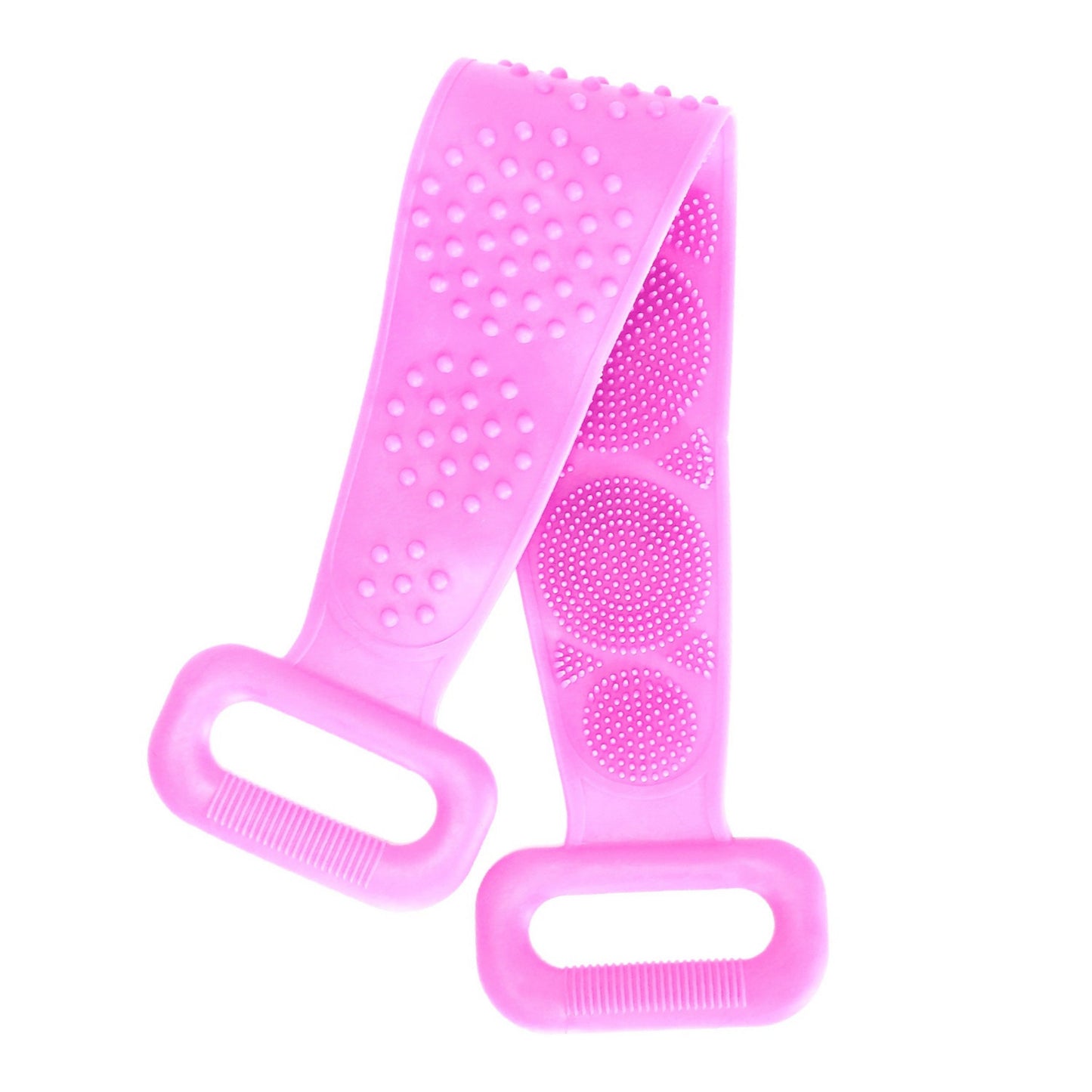 title:Exfoliating Silicone Body Scrubber Belt with Massage Dots - Shower Strap Brush with Adhesive Hook;color:Purple