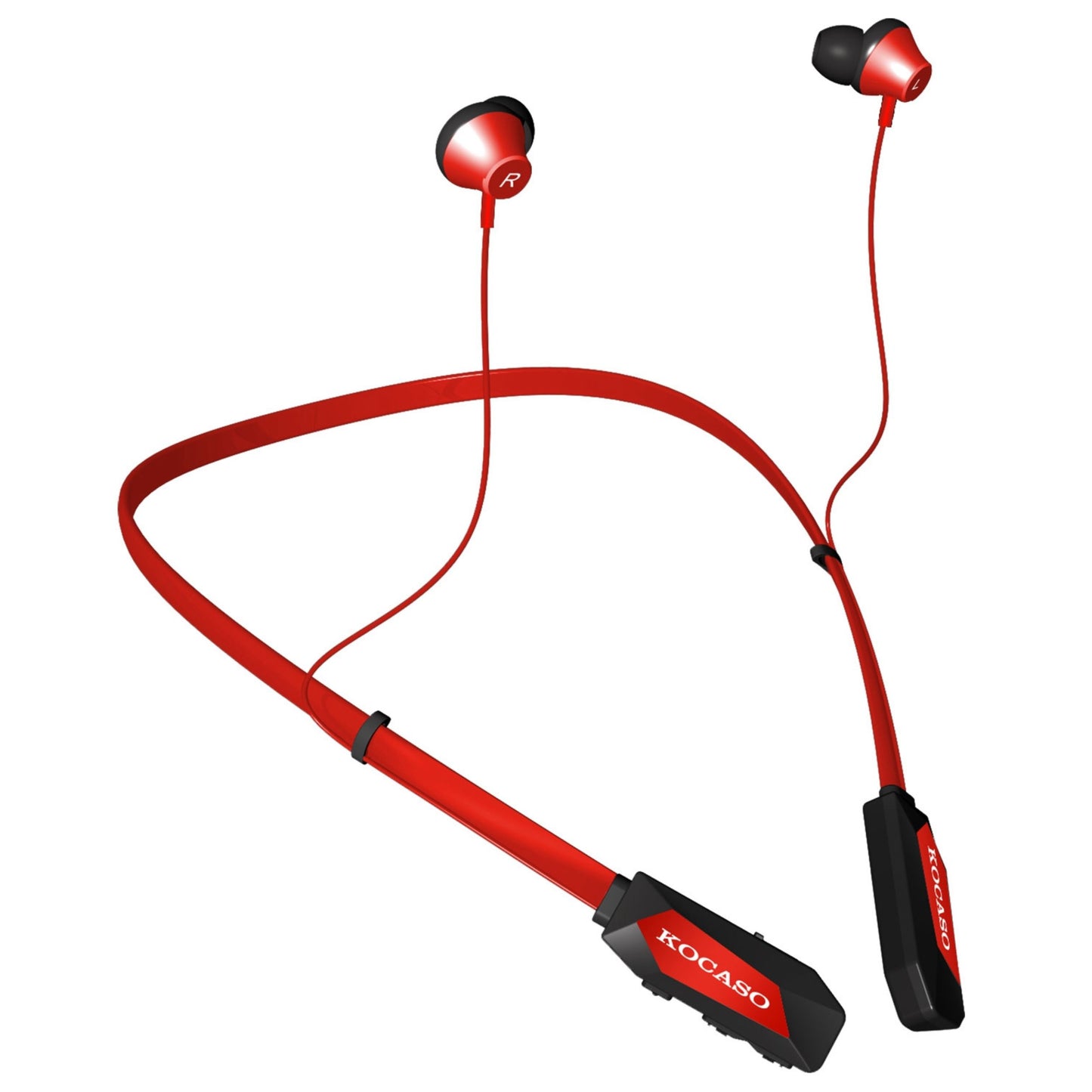 title:15Hrs Wireless Neckband Headphones - Sweat-proof Sport Earbuds with Deep Bass, Mic - In-Ear Magnetic Neckbands;color:Red