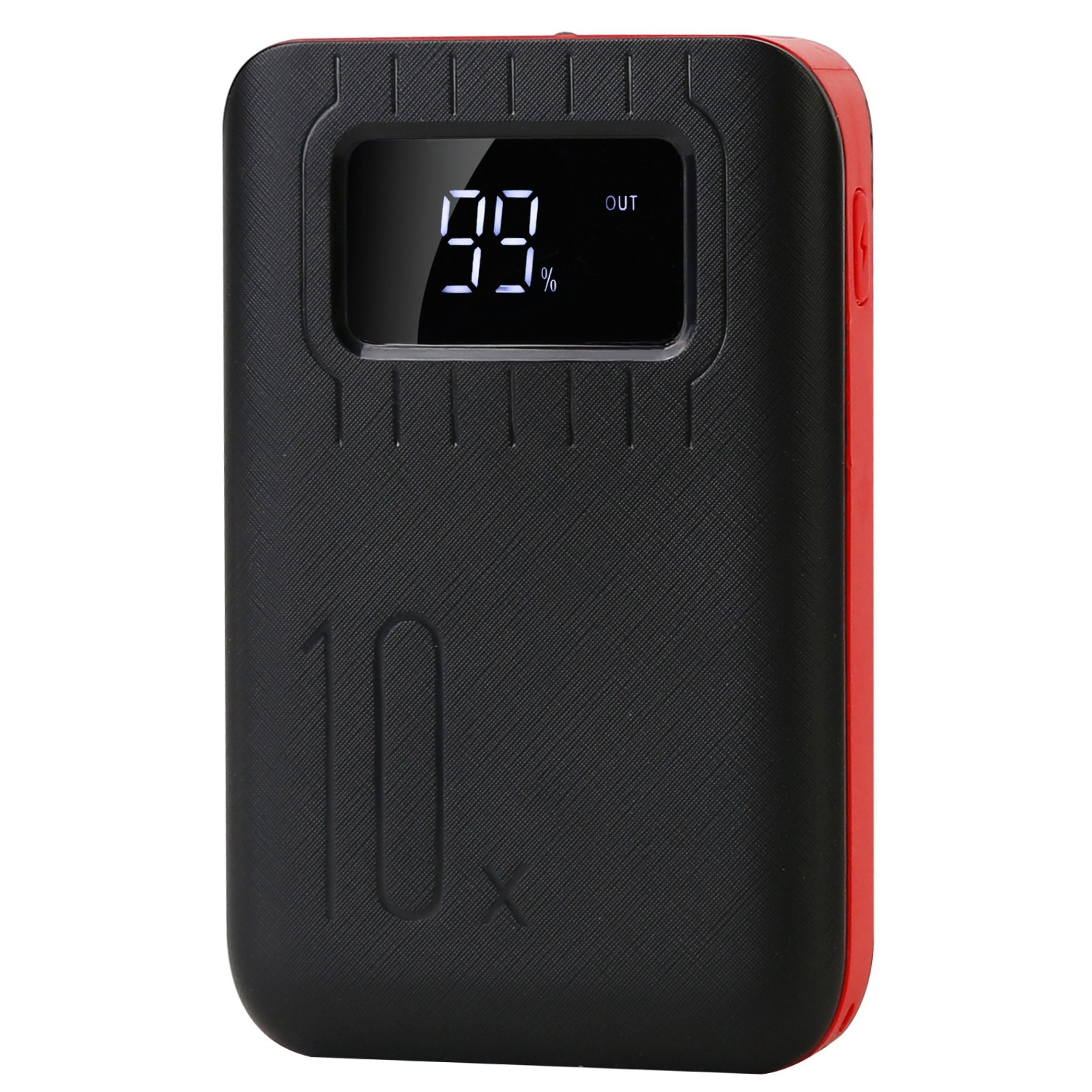 title:10,000mAh Power Bank Charger with Dual USB Ports, LCD Display & Flashlight;color:Red