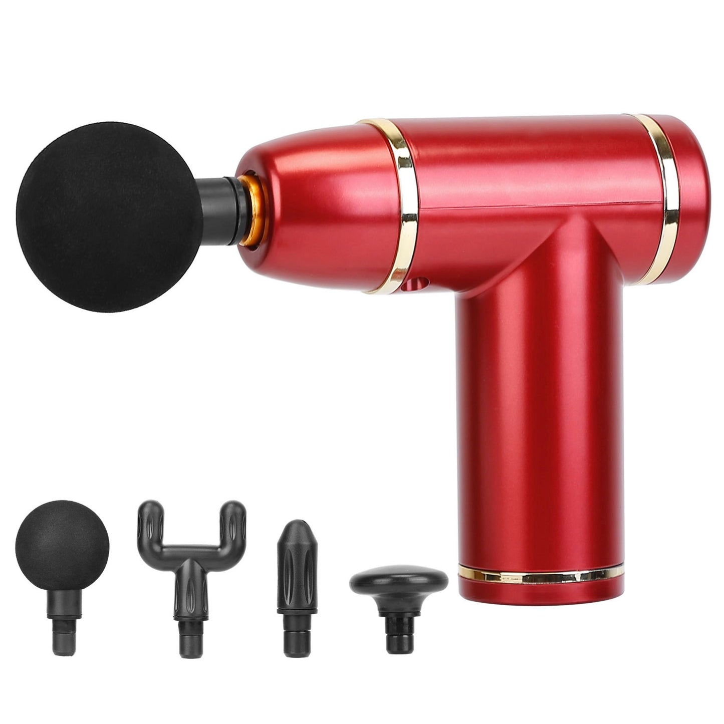 title:Cordless Percussion Massage Gun - USB-C Rechargeable, 4 Heads, 8 Intensities;color:Red