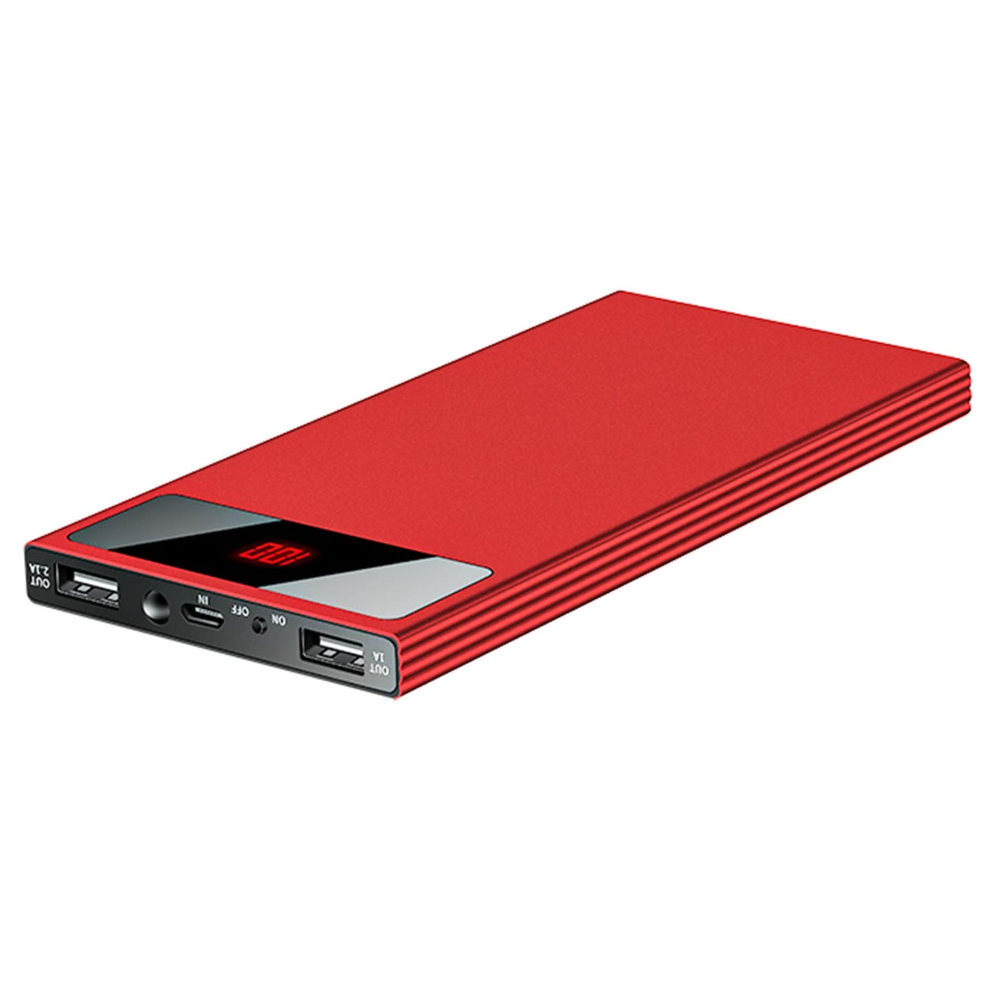 title:20K mAh Power Bank - Ultra-thin, Dual USB Ports, Flashlight, Battery Display;color:Red