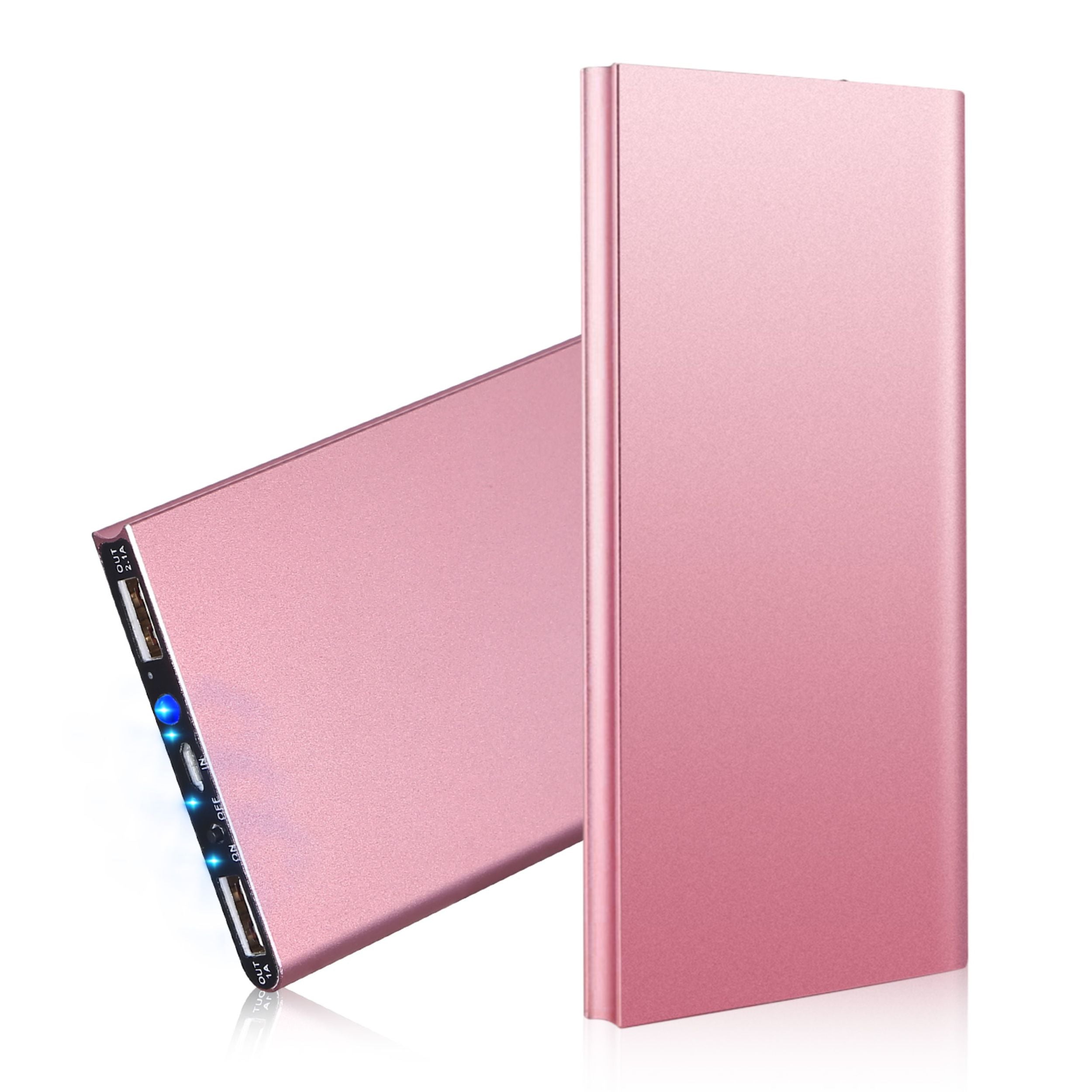title:20K mAh Ultra-thin Power Bank: Dual USB, Phone Charger;color:Rose Gold
