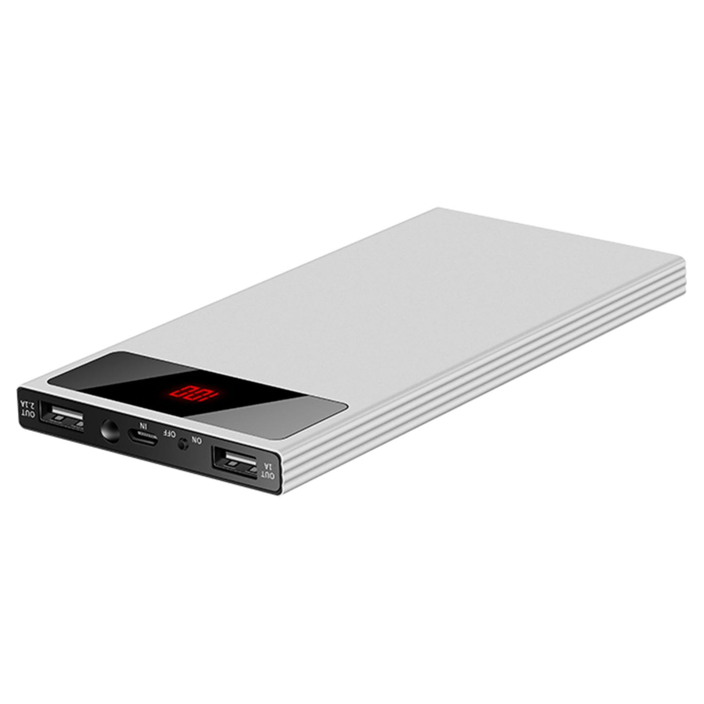 title:20K mAh Power Bank - Ultra-thin, Dual USB Ports, Flashlight, Battery Display;color:Silver