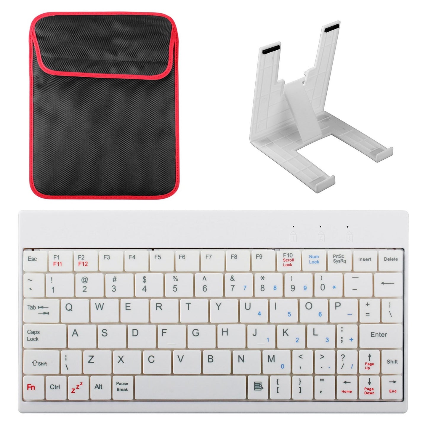 title:80 Keys Mini USB Wired Keyboard with Carry Bag and Tablet Stand for Android & Windows Tablet;color:White