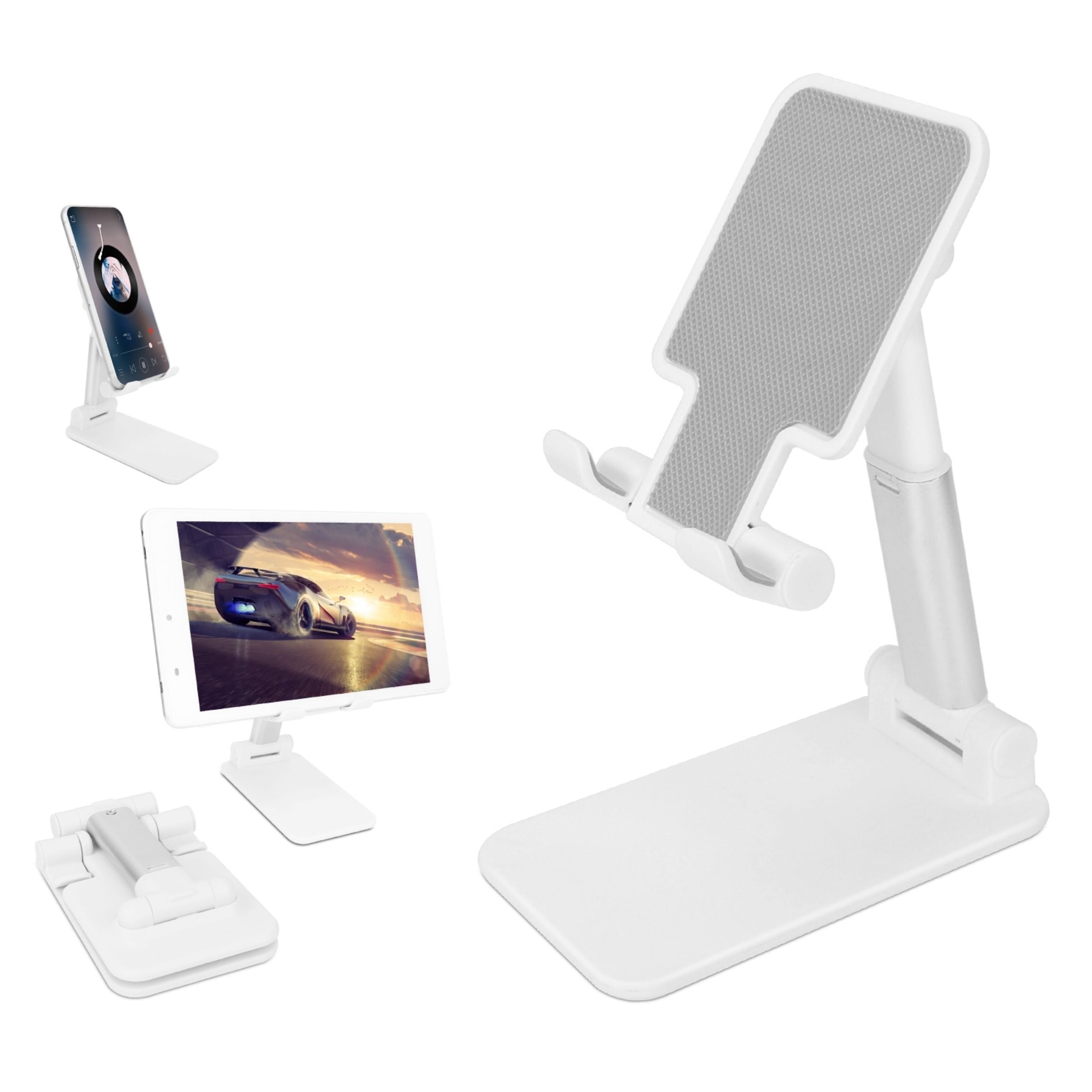 title:Foldable Phone Stand Adjustable Angle Height Tablet Holder 4-12.9in Cradle Dock;color:White