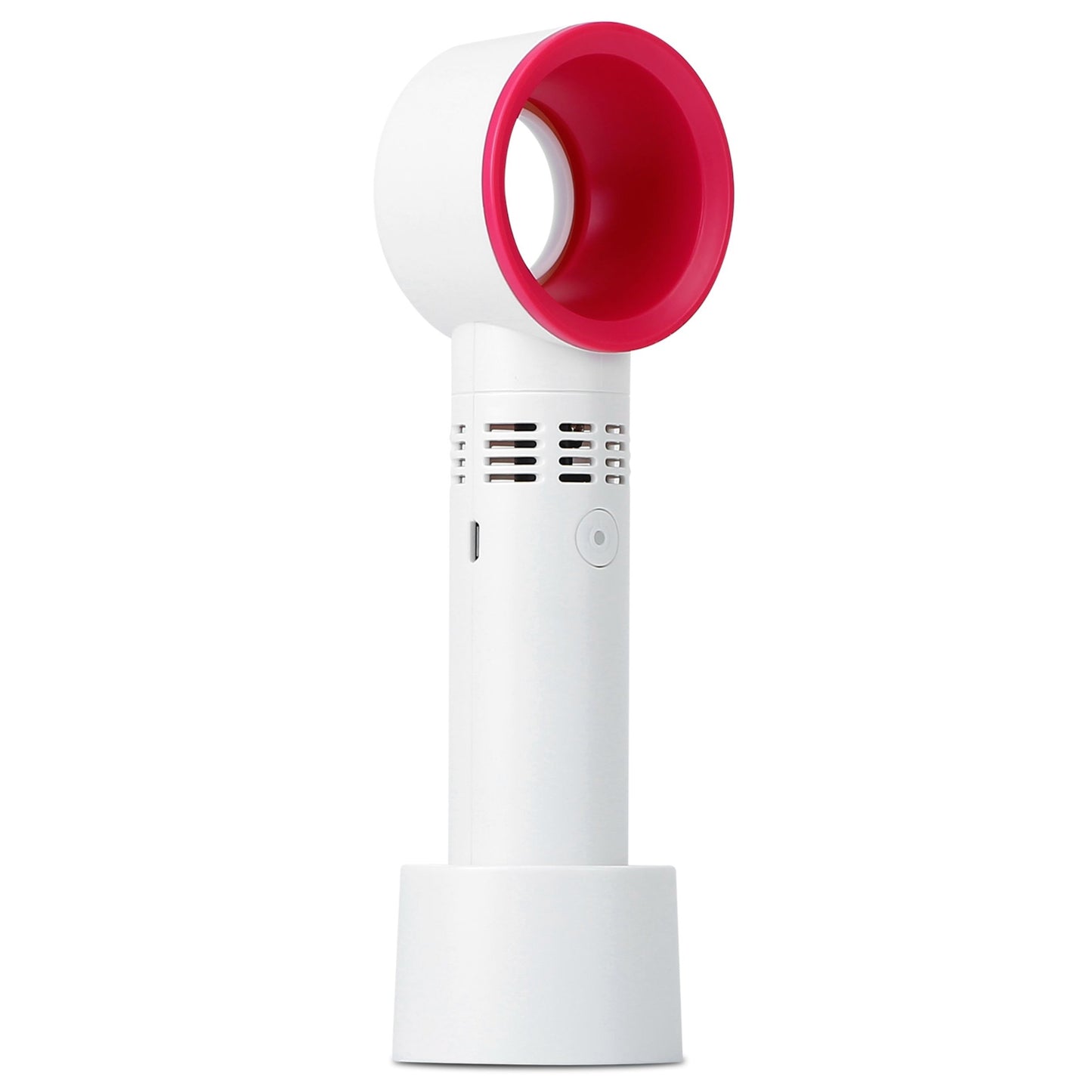 title:Rechargeable Bladeless Fan - Portable Handheld Cooling with 3 Gears & LED Indicator;color:White