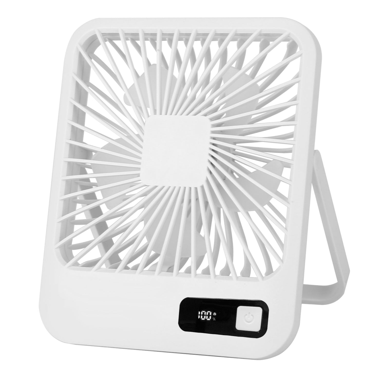 title:Portable Rechargeable Mini Fan: LCD Display, Adjustable Speed, Strong Airflow;color:White