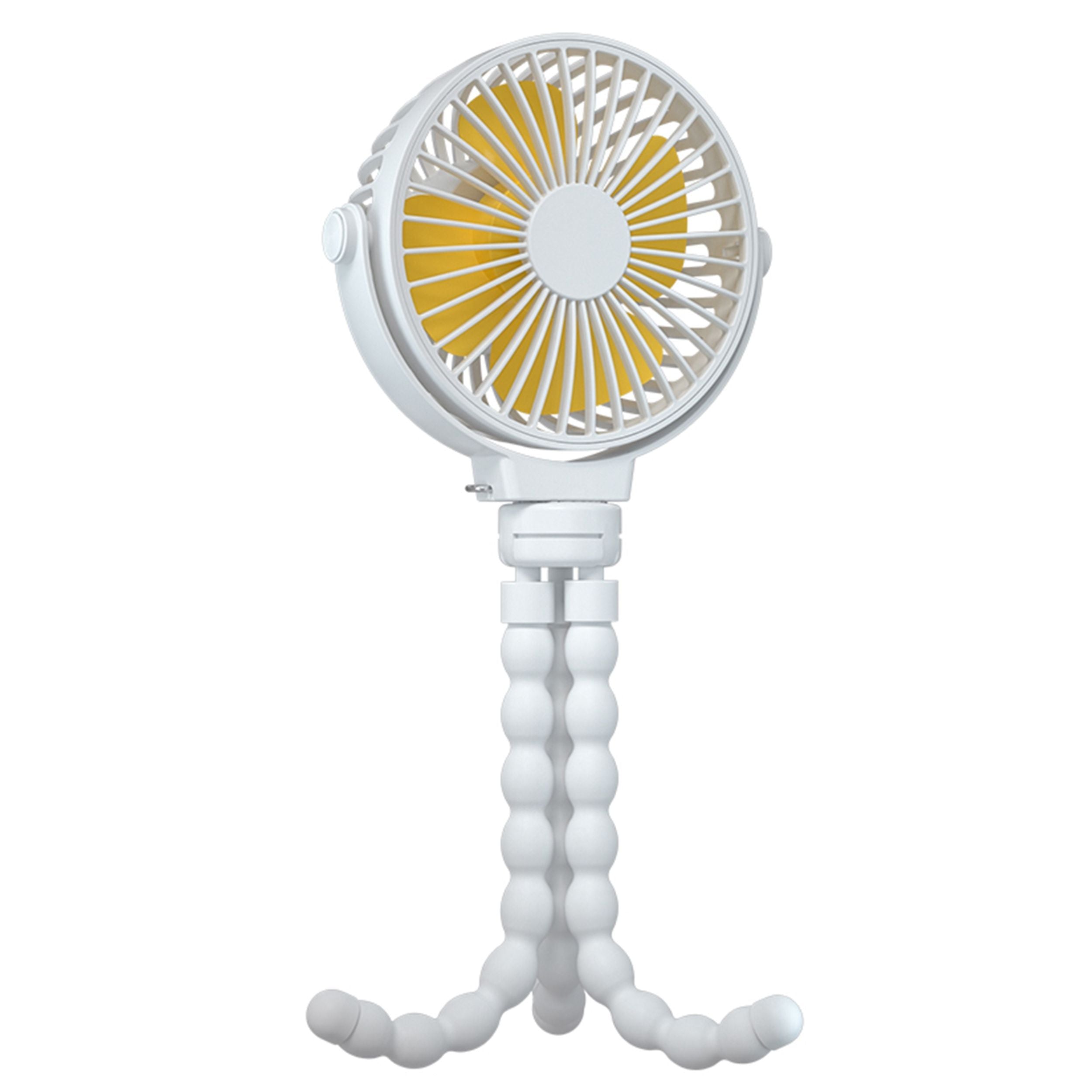 title:Portable Baby Stroller Fan - Rechargeable Handheld Fan with Flexible Tripod - 3 Speeds - 360° Tilt Head;color:White