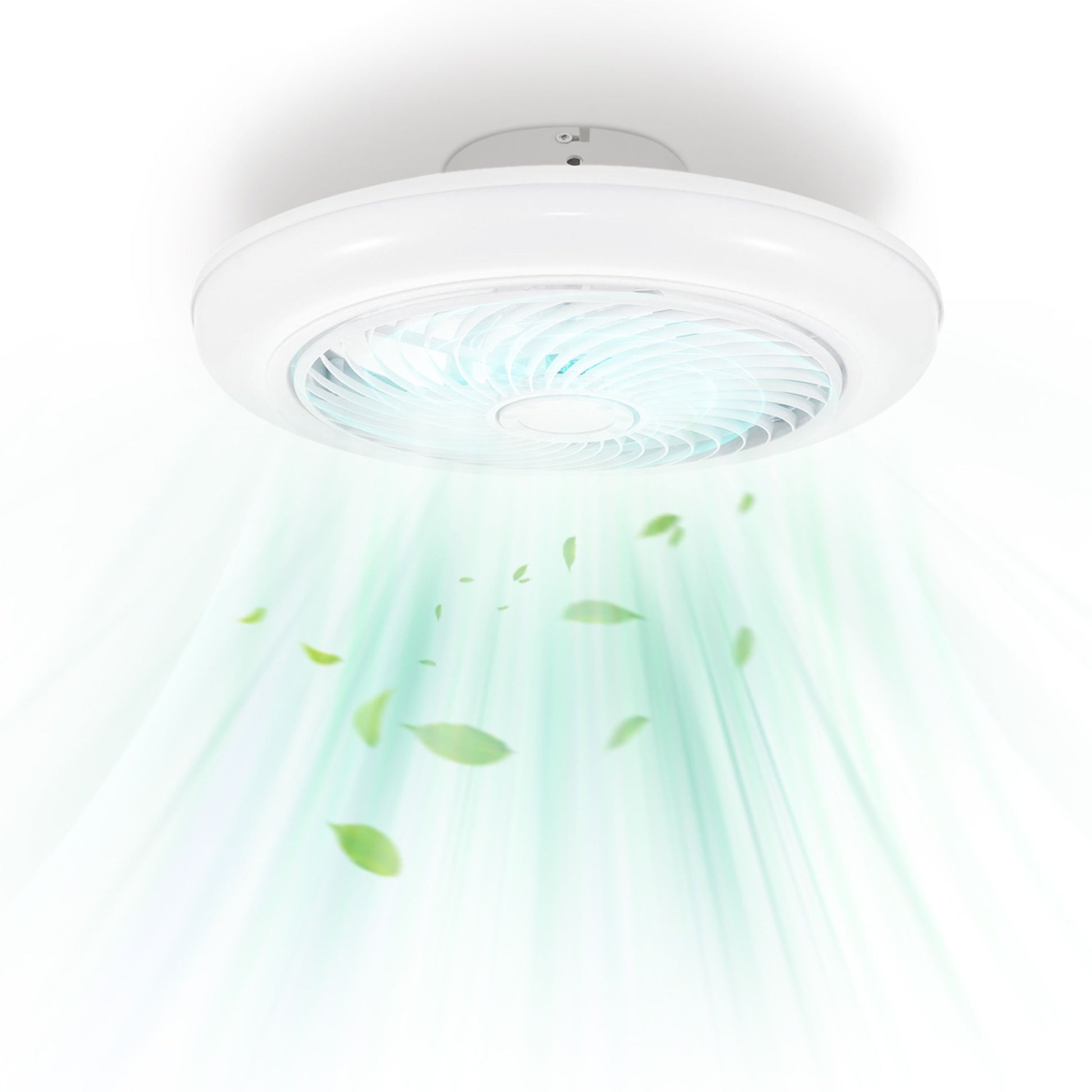 title:17.71in LED Ceiling Fan w/ Light & Remote, 6 Speeds, 3 Colors, APP Control, Timer - Low Profile;color:White