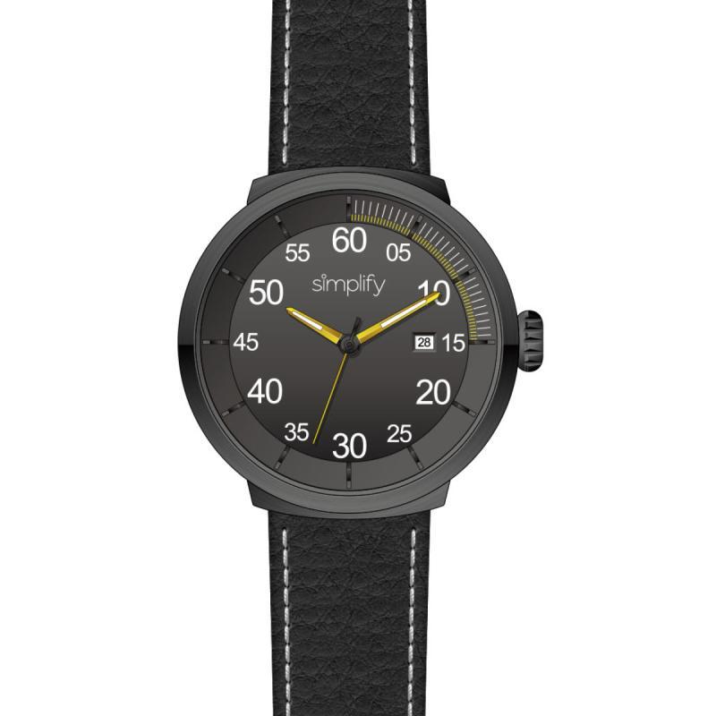 Simplify The 7100 Leather-Band Watch w/Date