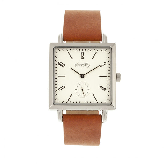 Simplify The 5000 Leather-Band Watch - Brown/White - SIM5003