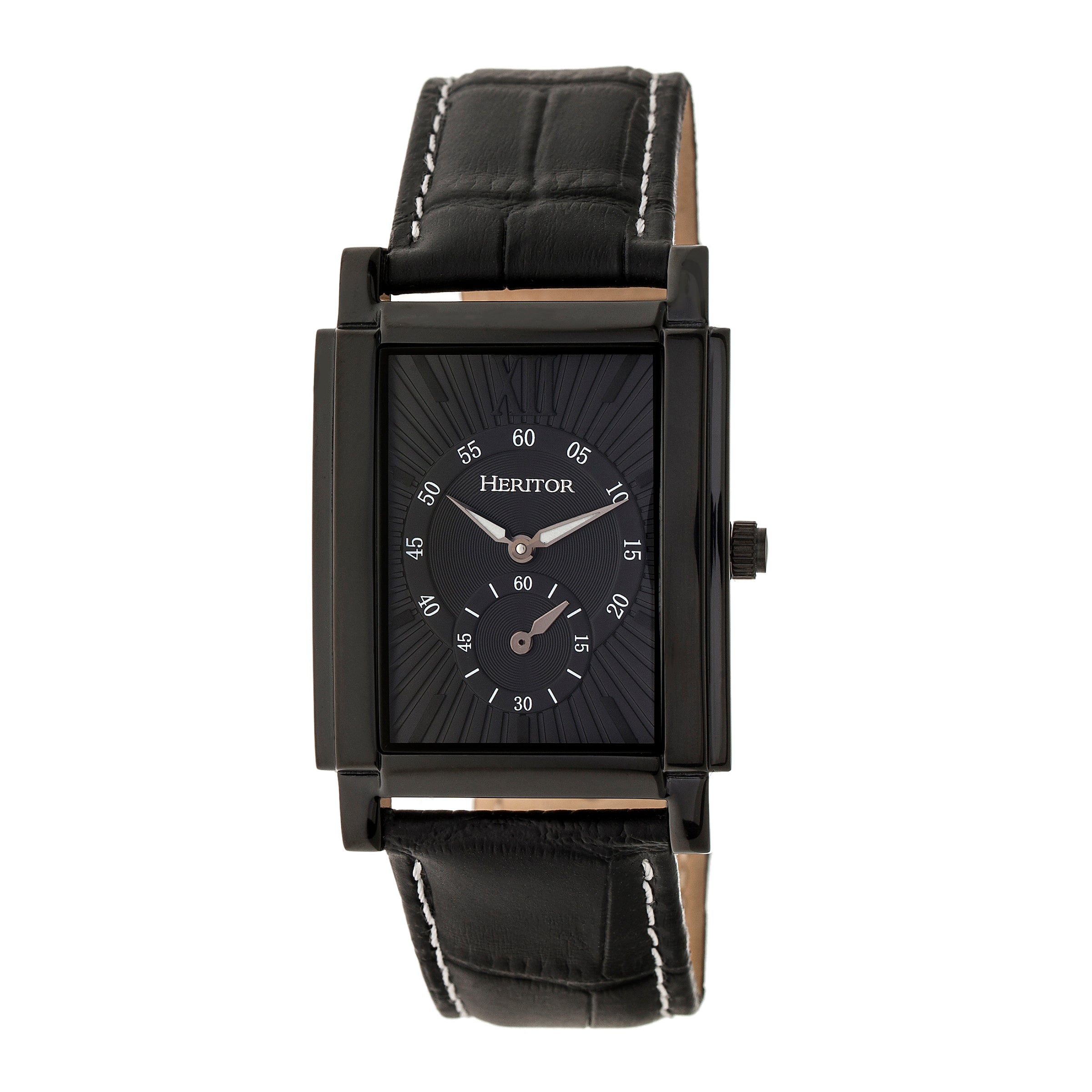 Heritor Automatic Frederick Leather-Band Watch - Black - HERHR6106